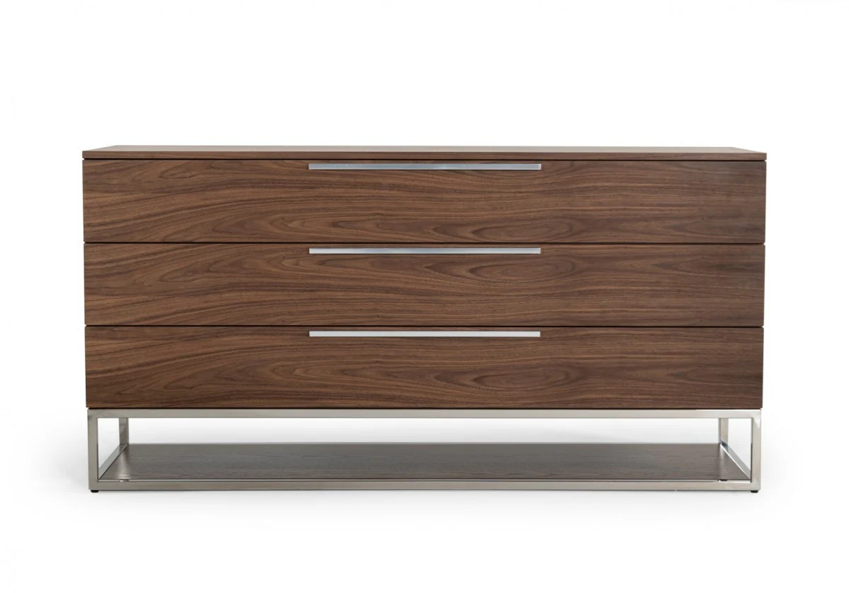 Walnut Manufactured Wood Three Drawer Dresser By Homeroots - Image 9