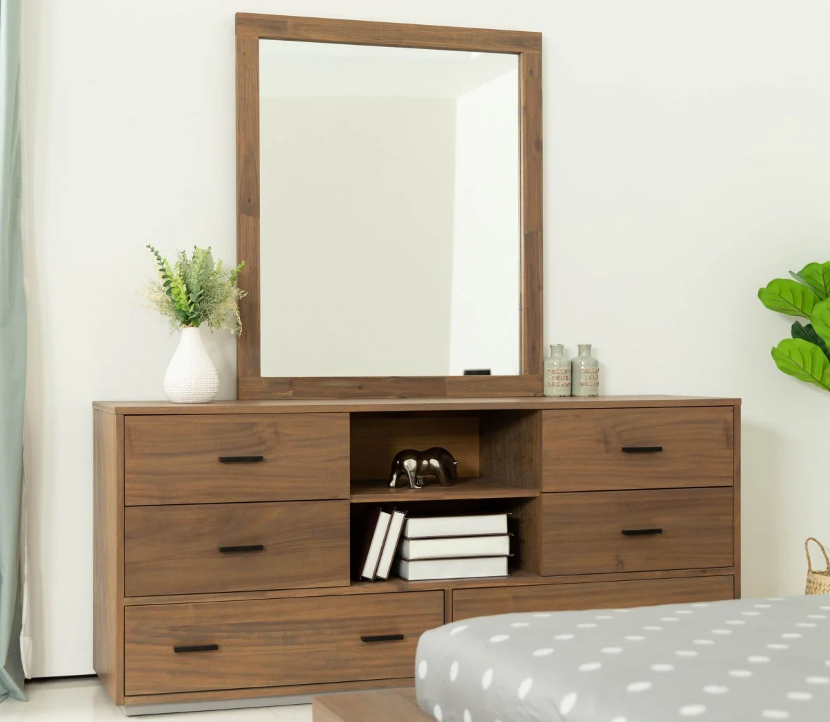 Walnut Six Drawer Combo Dresser By Homeroots - Image 7