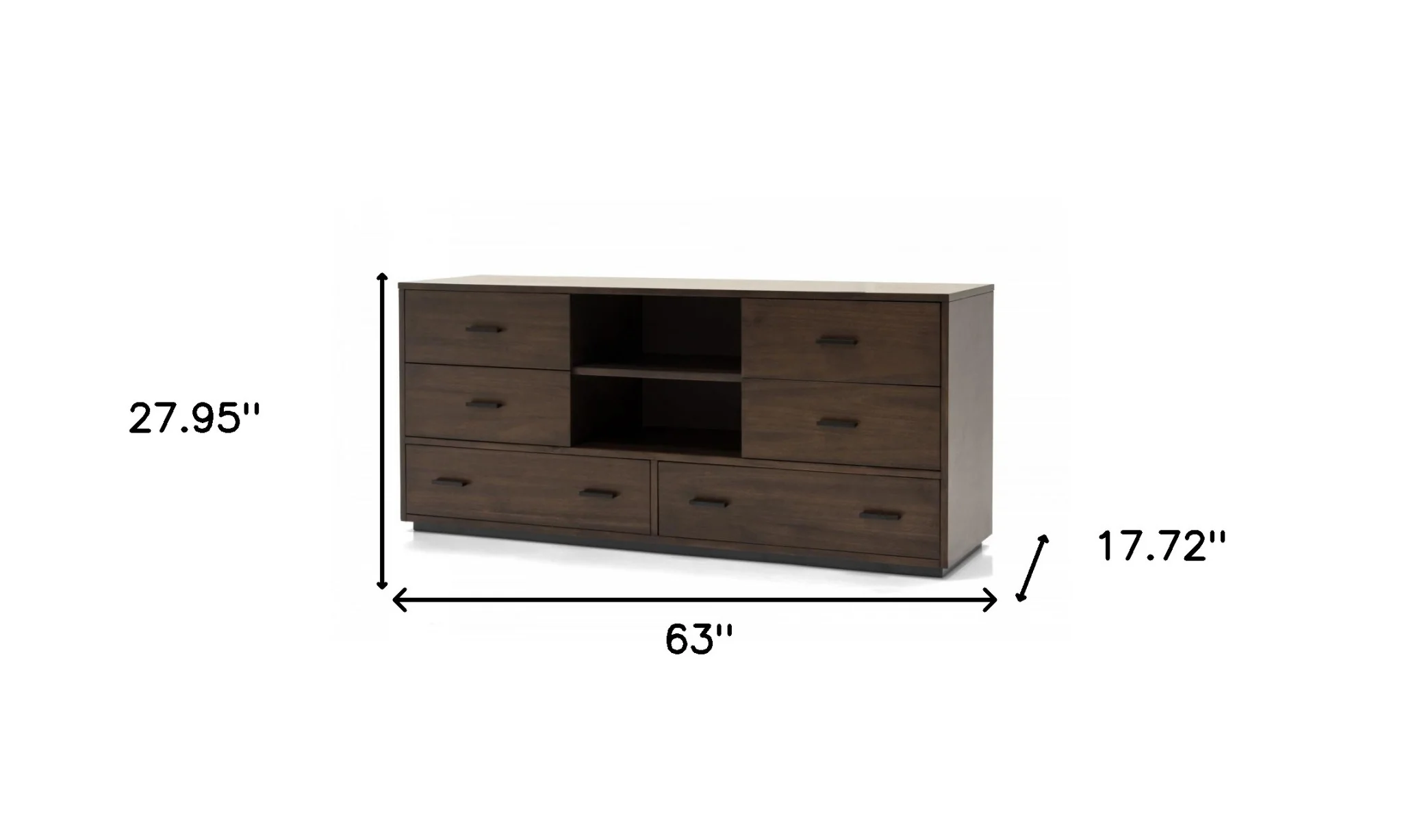 Walnut Six Drawer Double Dresser By Homeroots - Image 6