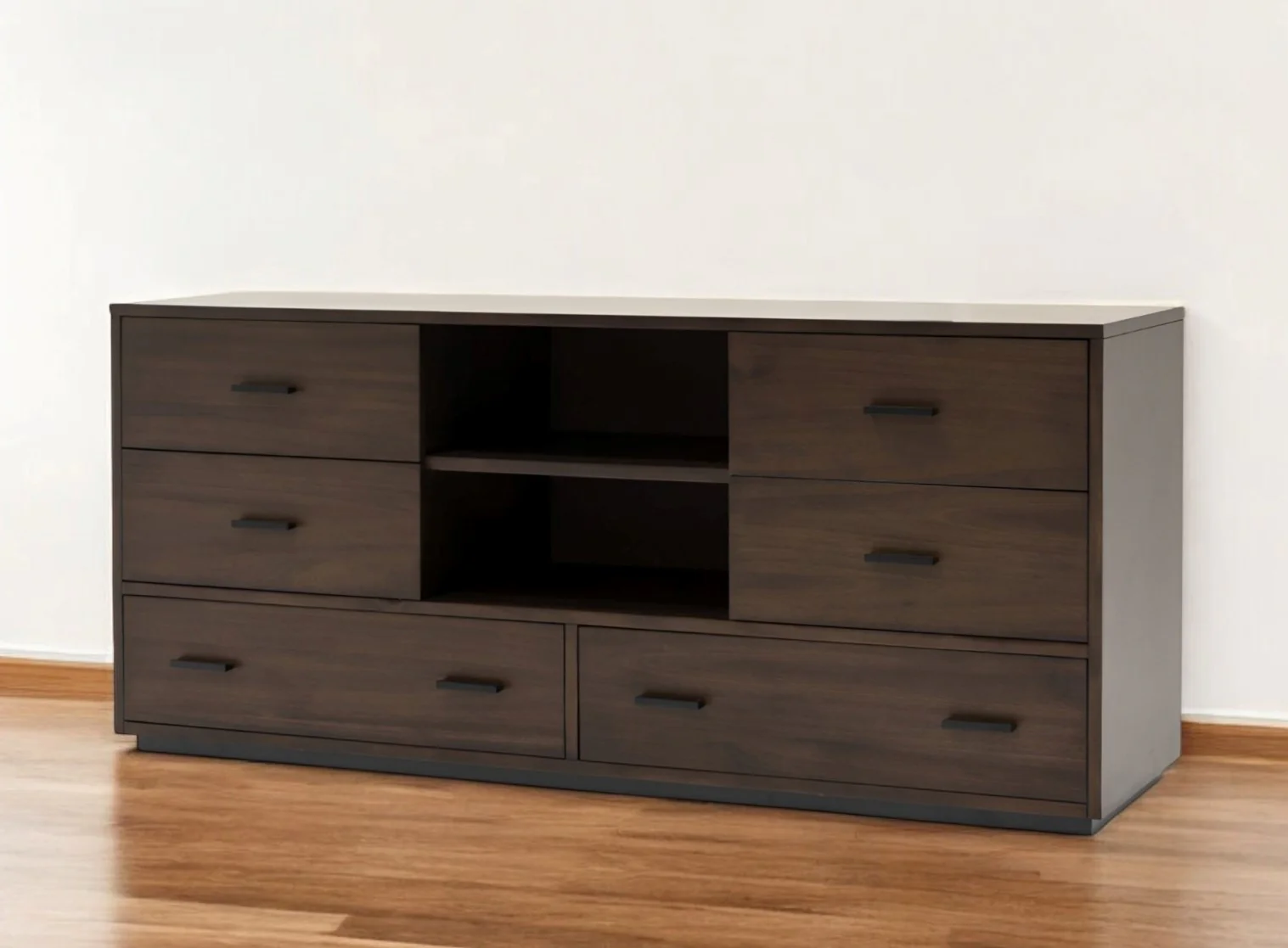 Walnut Six Drawer Double Dresser By Homeroots - Image 8