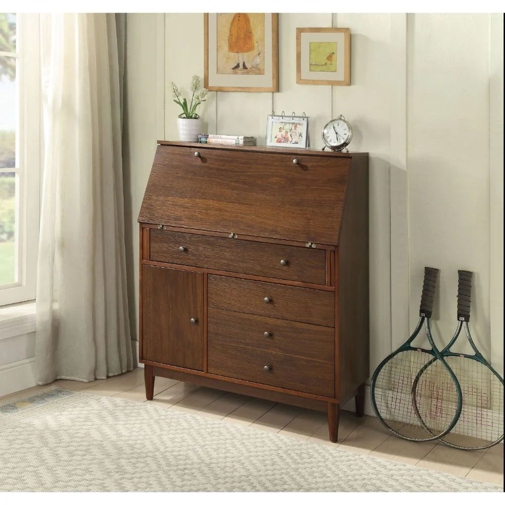 Walnut Solid Wood Desk By Homeroots - 319173 - Image 3