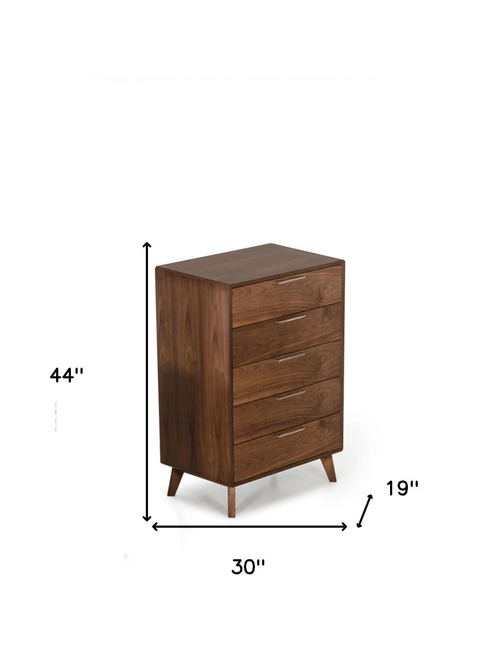Walnut Solid Wood Five Drawer Chest By Homeroots - Image 2