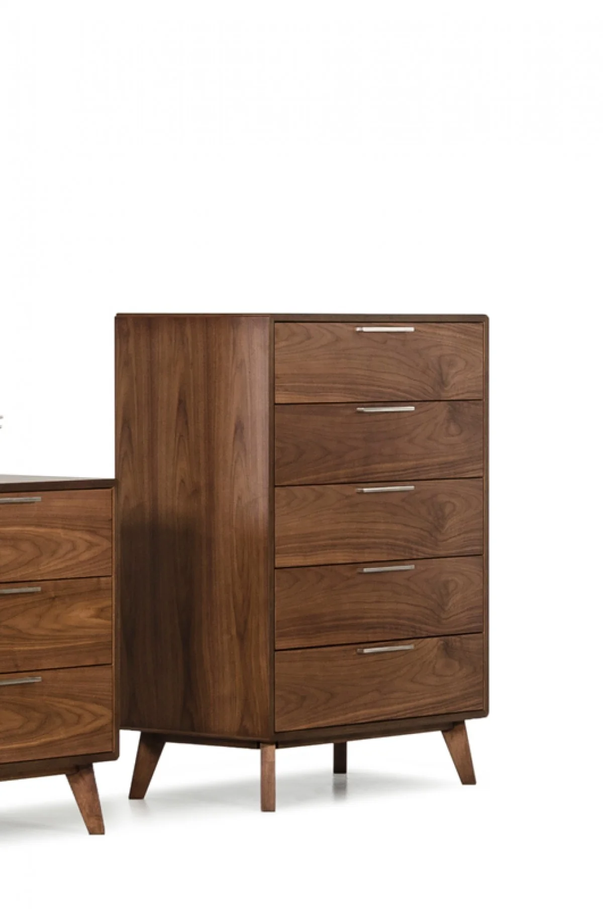 Walnut Solid Wood Five Drawer Chest By Homeroots - Image 3