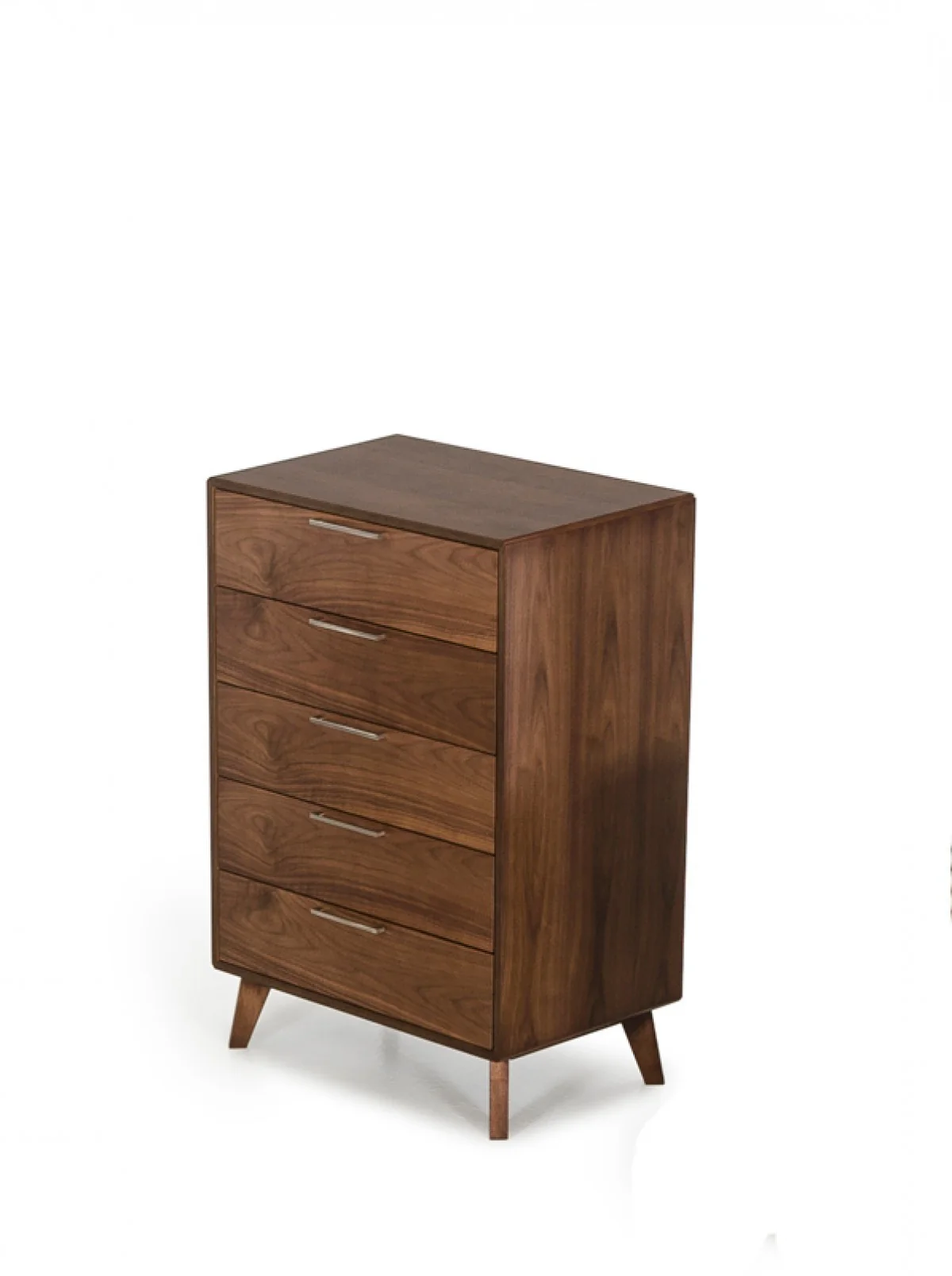 Walnut Solid Wood Five Drawer Chest By Homeroots - Image 4
