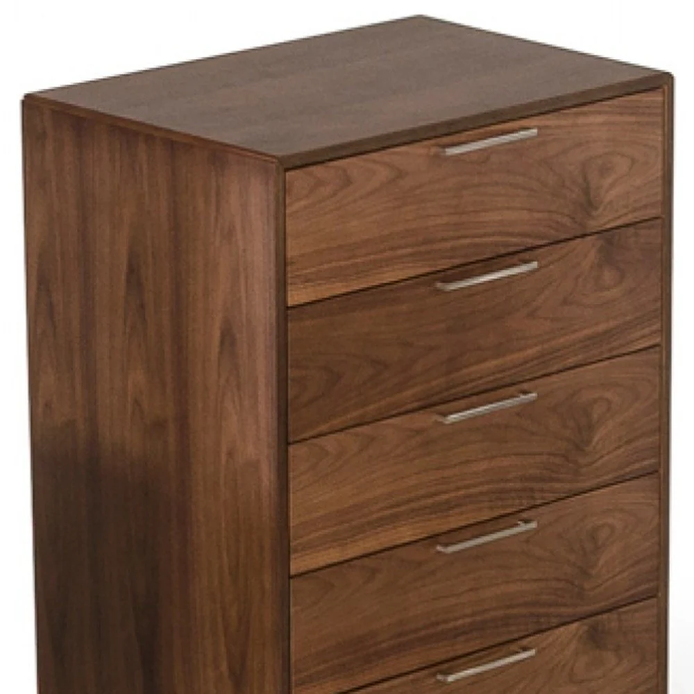 Walnut Solid Wood Five Drawer Chest By Homeroots - Image 7