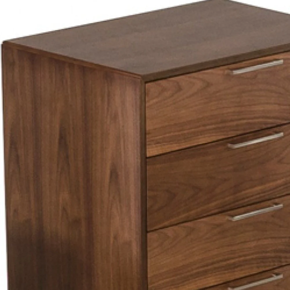 Walnut Solid Wood Five Drawer Chest By Homeroots - Image 8