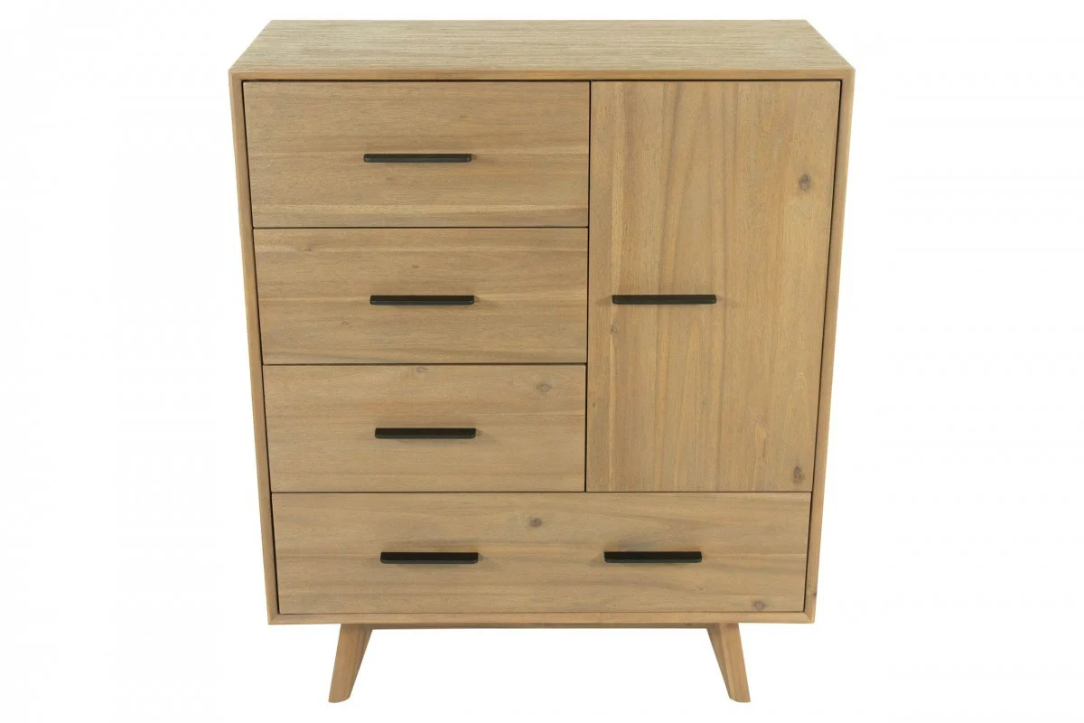 Walnut Solid Wood Four Drawer Gentlemans Chest By Homeroots - Image 2