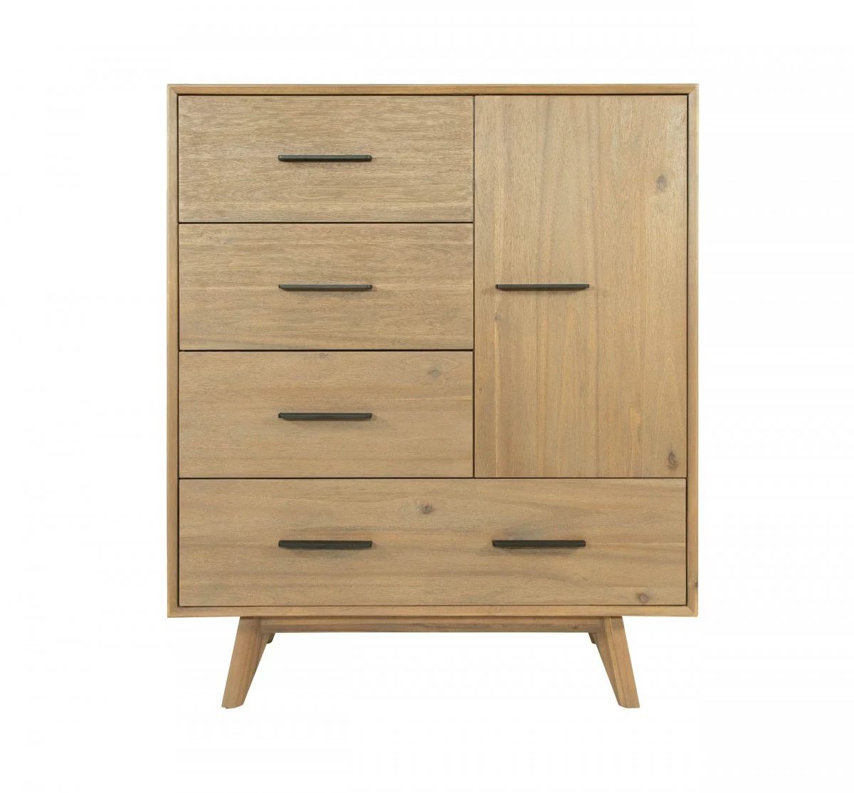 Walnut Solid Wood Four Drawer Gentlemans Chest By Homeroots - Image 3
