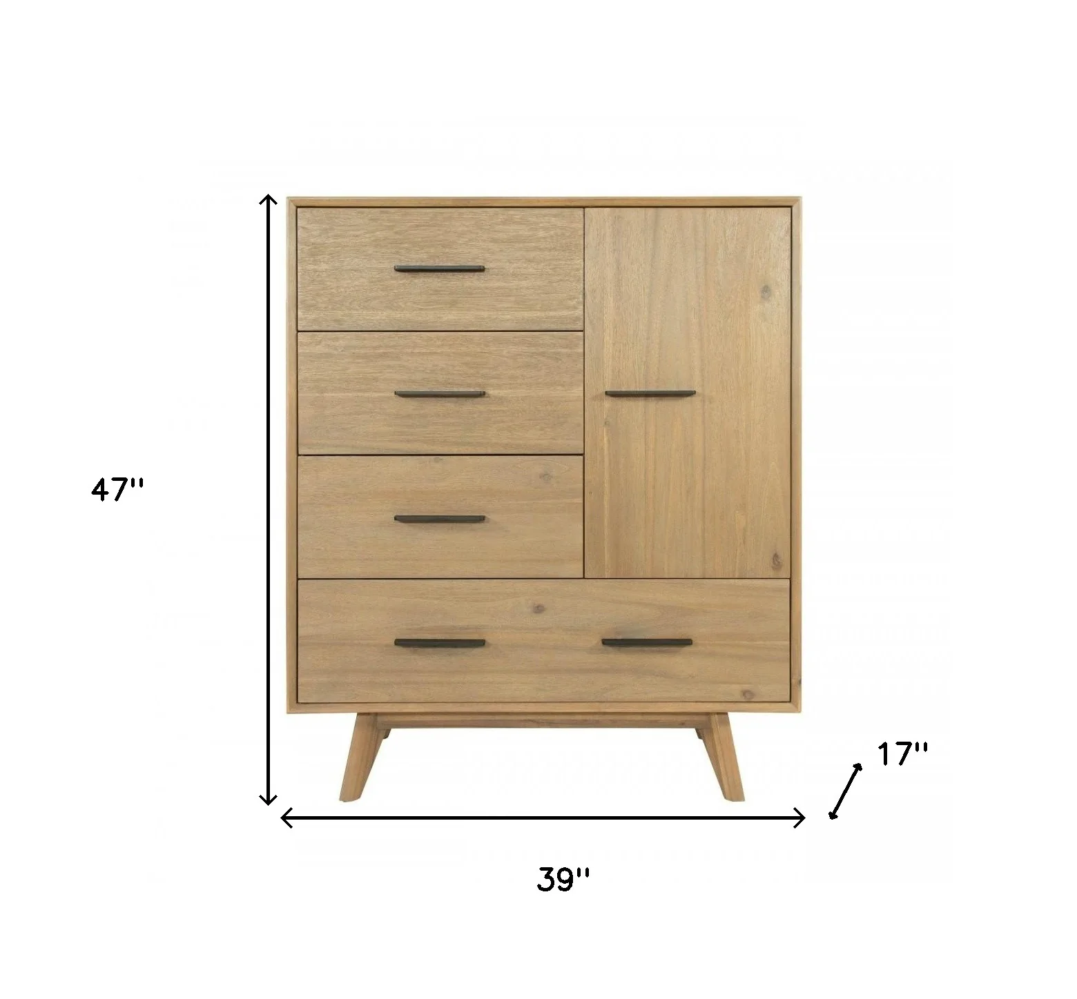 Walnut Solid Wood Four Drawer Gentlemans Chest By Homeroots - Image 4