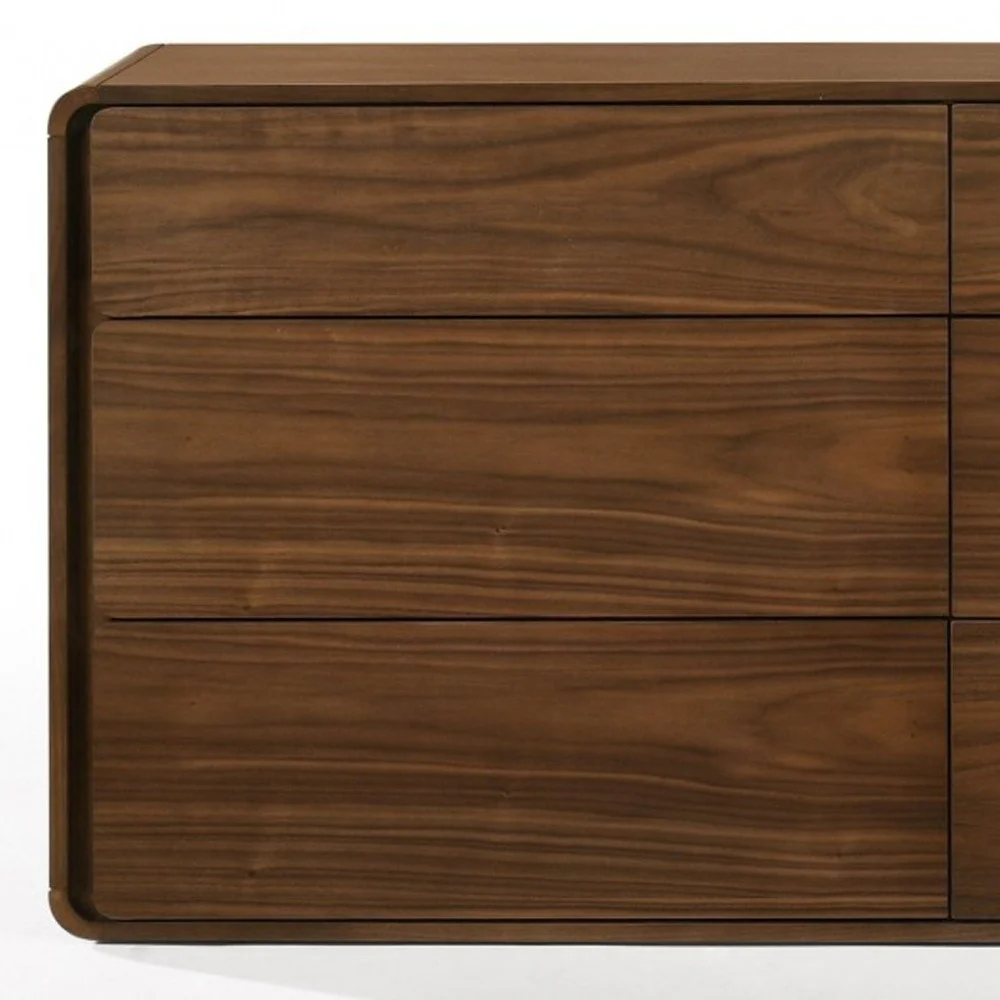 Walnut Solid Wood Six Drawer Double Dresser By Homeroots - Image 2