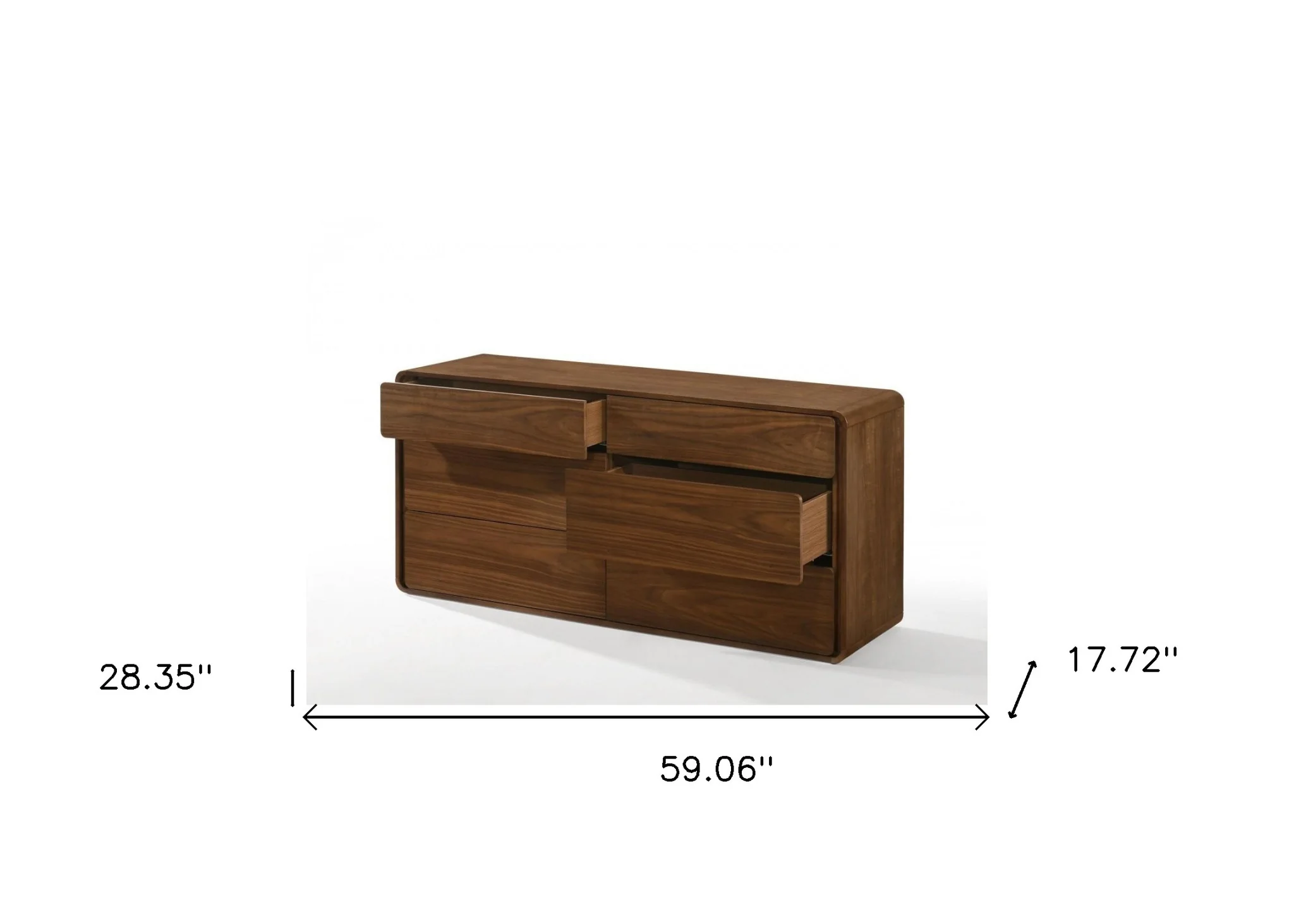 Walnut Solid Wood Six Drawer Double Dresser By Homeroots - Image 3