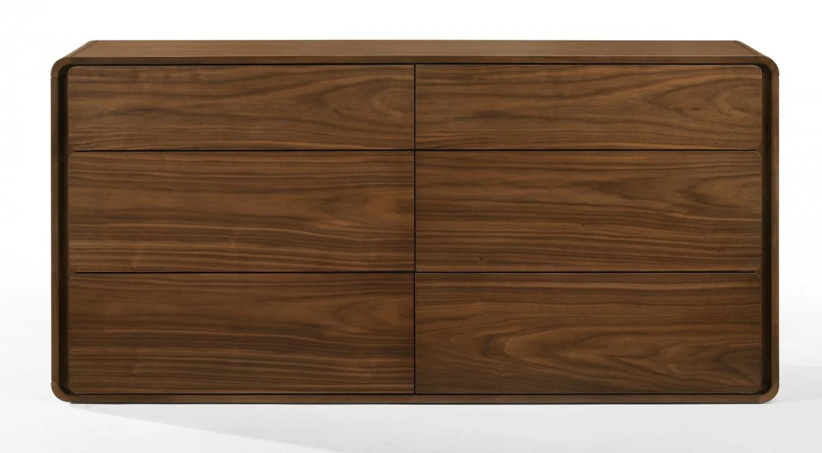 Walnut Solid Wood Six Drawer Double Dresser By Homeroots - Image 5