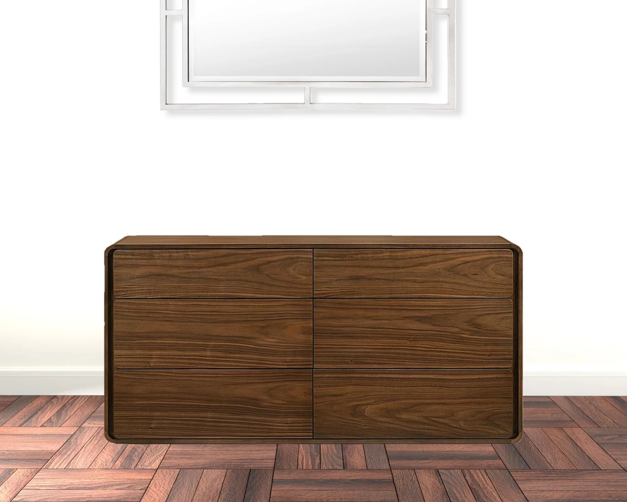 Walnut Solid Wood Six Drawer Double Dresser By Homeroots - Image 6