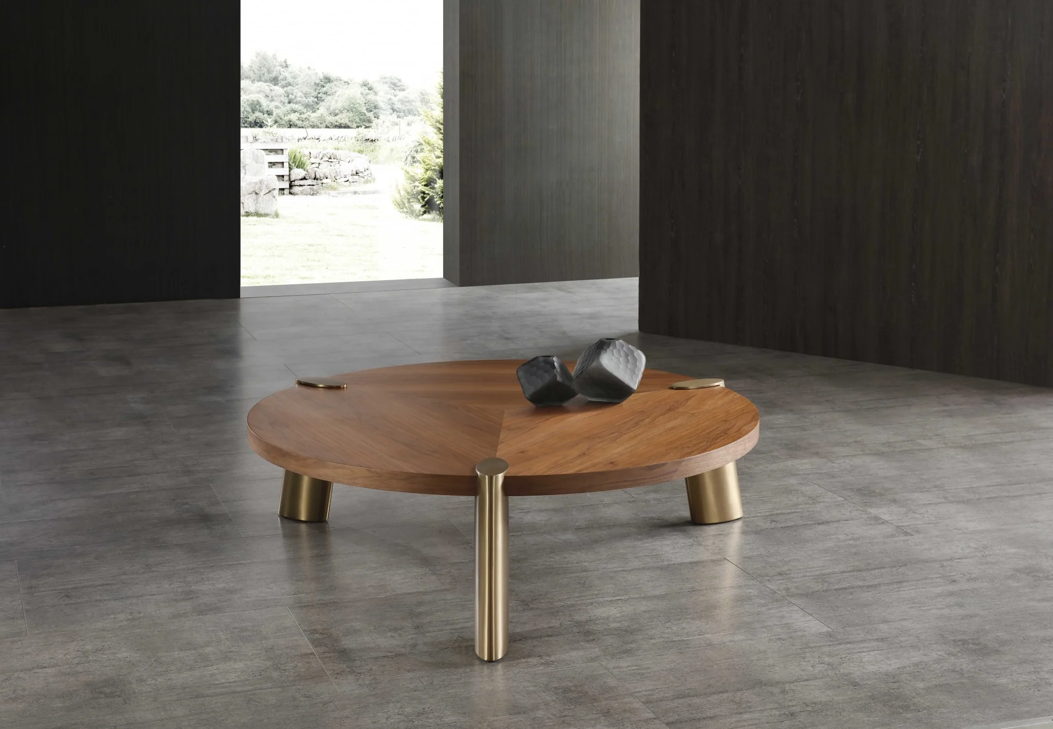 Walnut Stainless Steel Coffee Table By Homeroots - Image 4