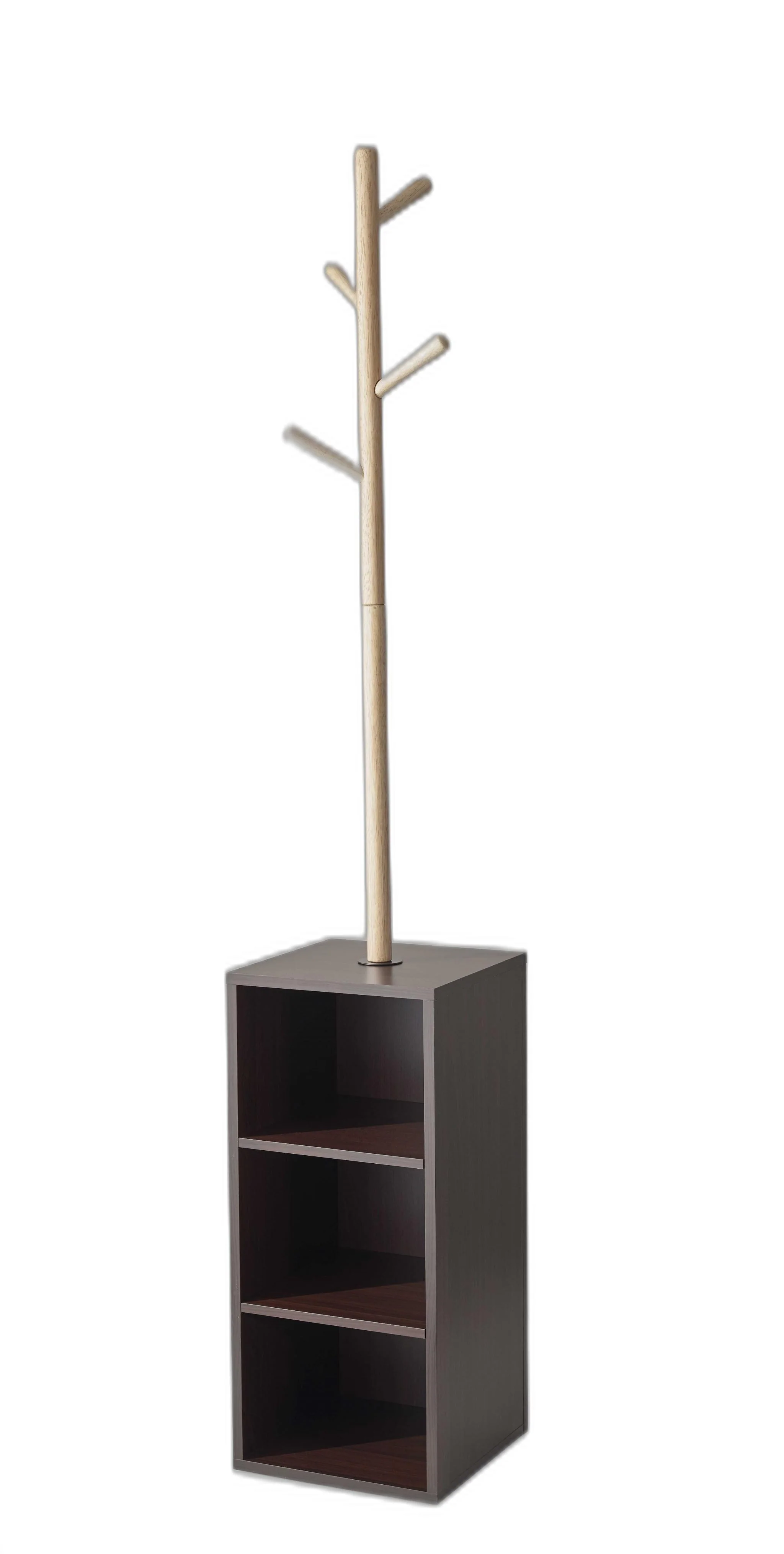 Walnut Walnut Storage Coat Rack By Homeroots - Image 2