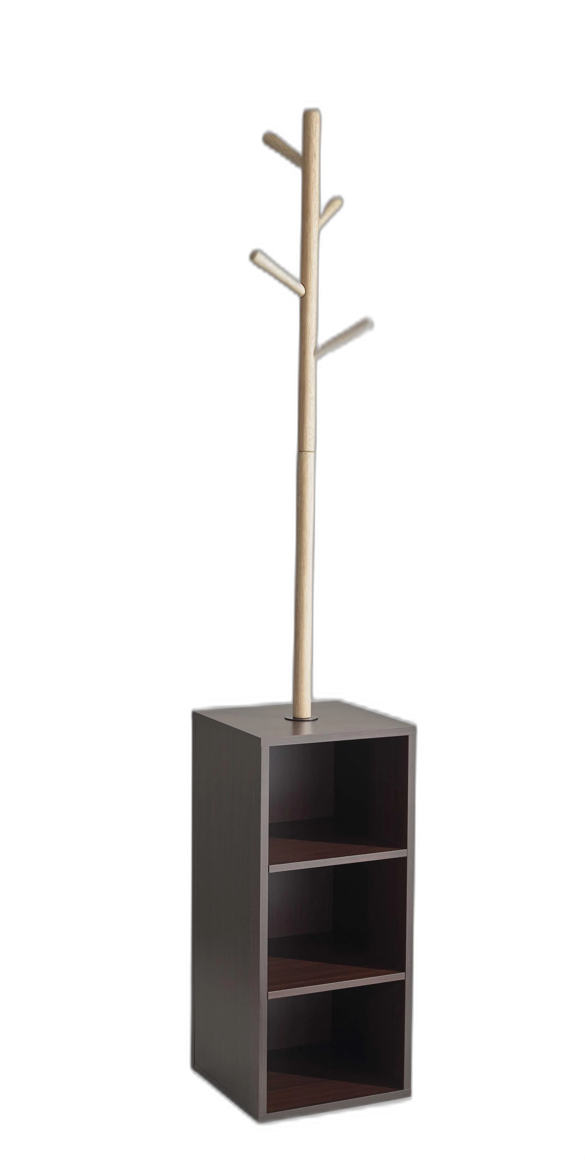 Walnut Walnut Storage Coat Rack By Homeroots - Image 3