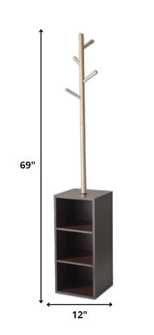Walnut Walnut Storage Coat Rack By Homeroots - Image 6