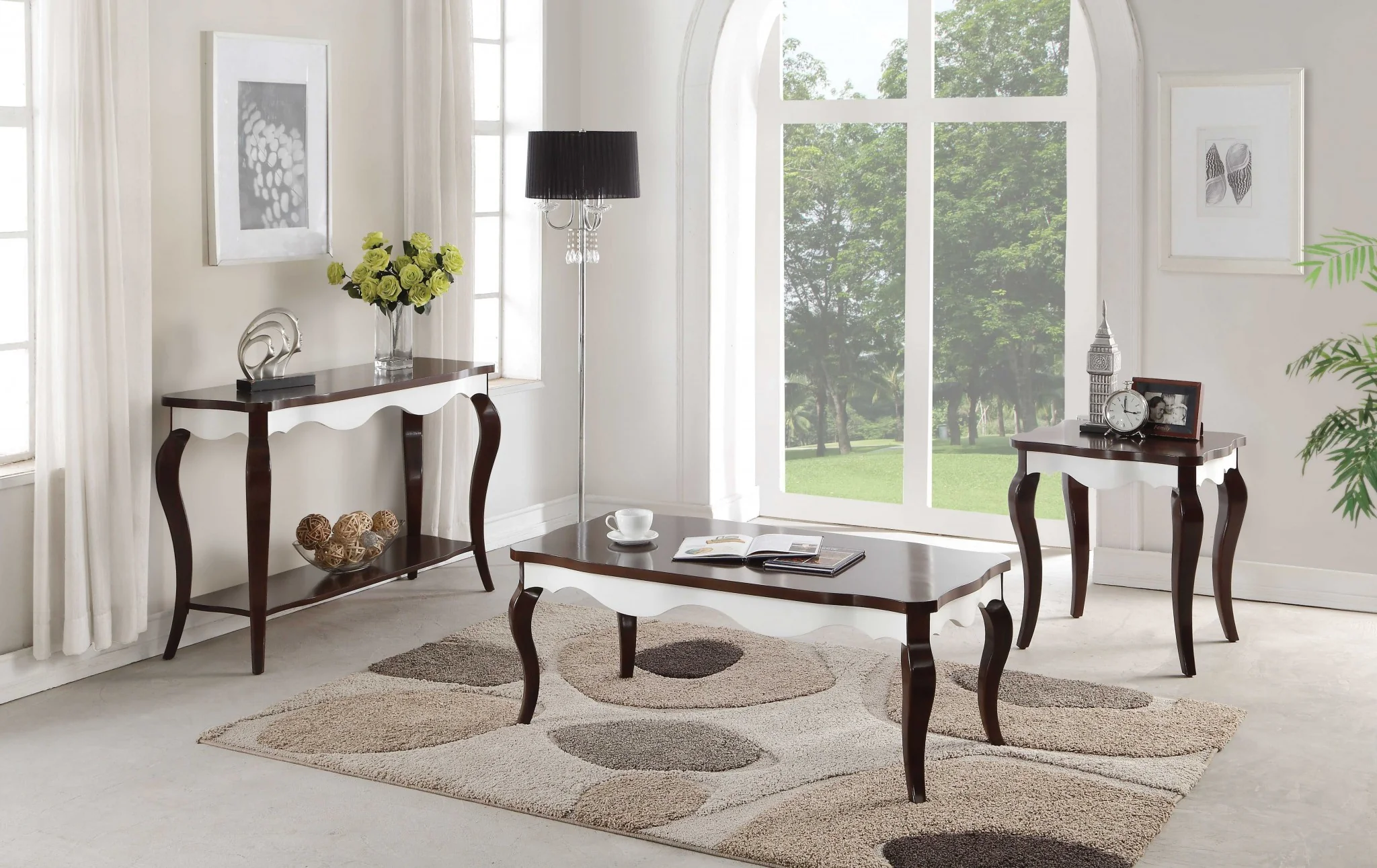 Walnut White Wood Coffee Table By Homeroots - Image 2