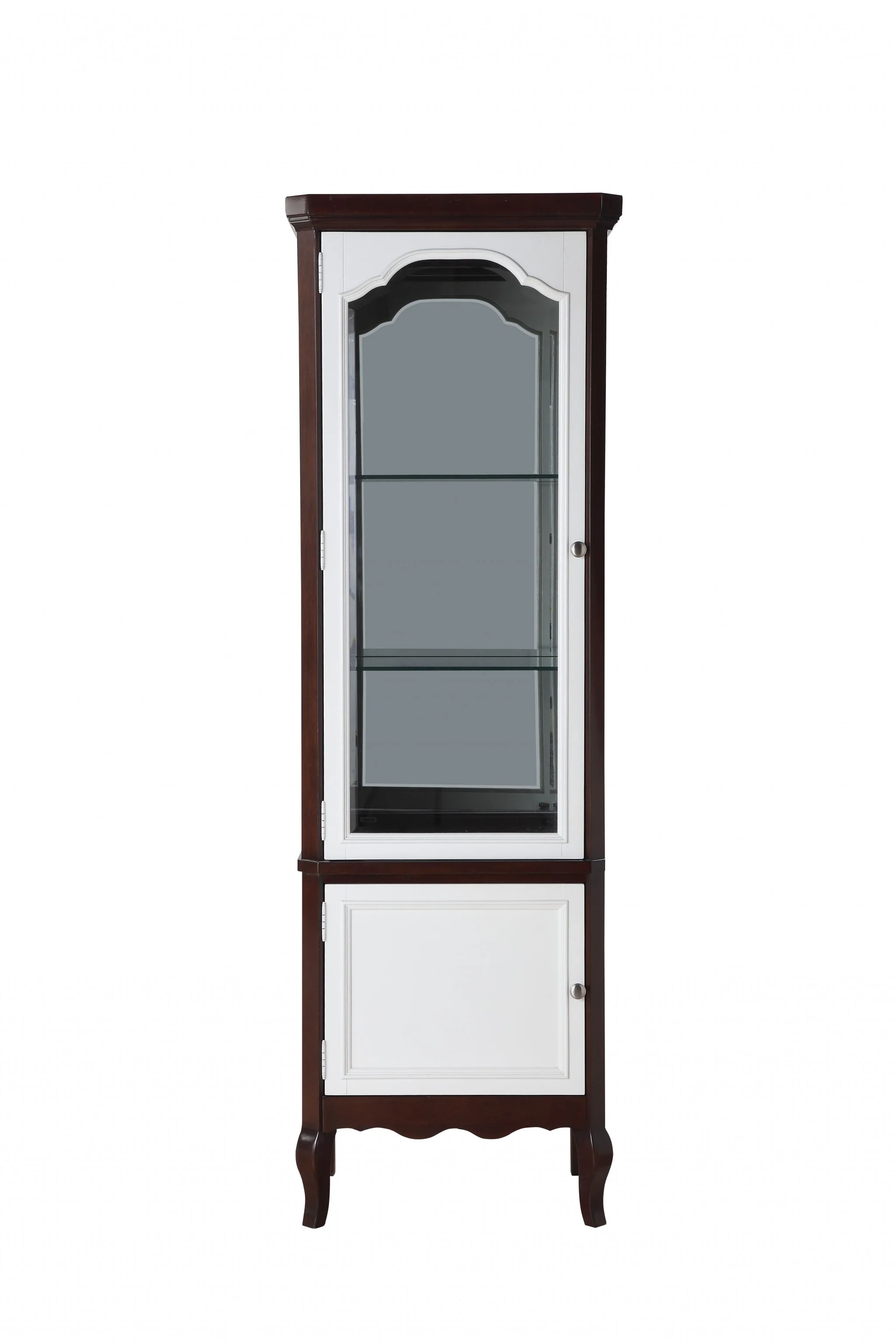 Walnut White Wood Curio Cabinet By Homeroots - 347484 - Image 2