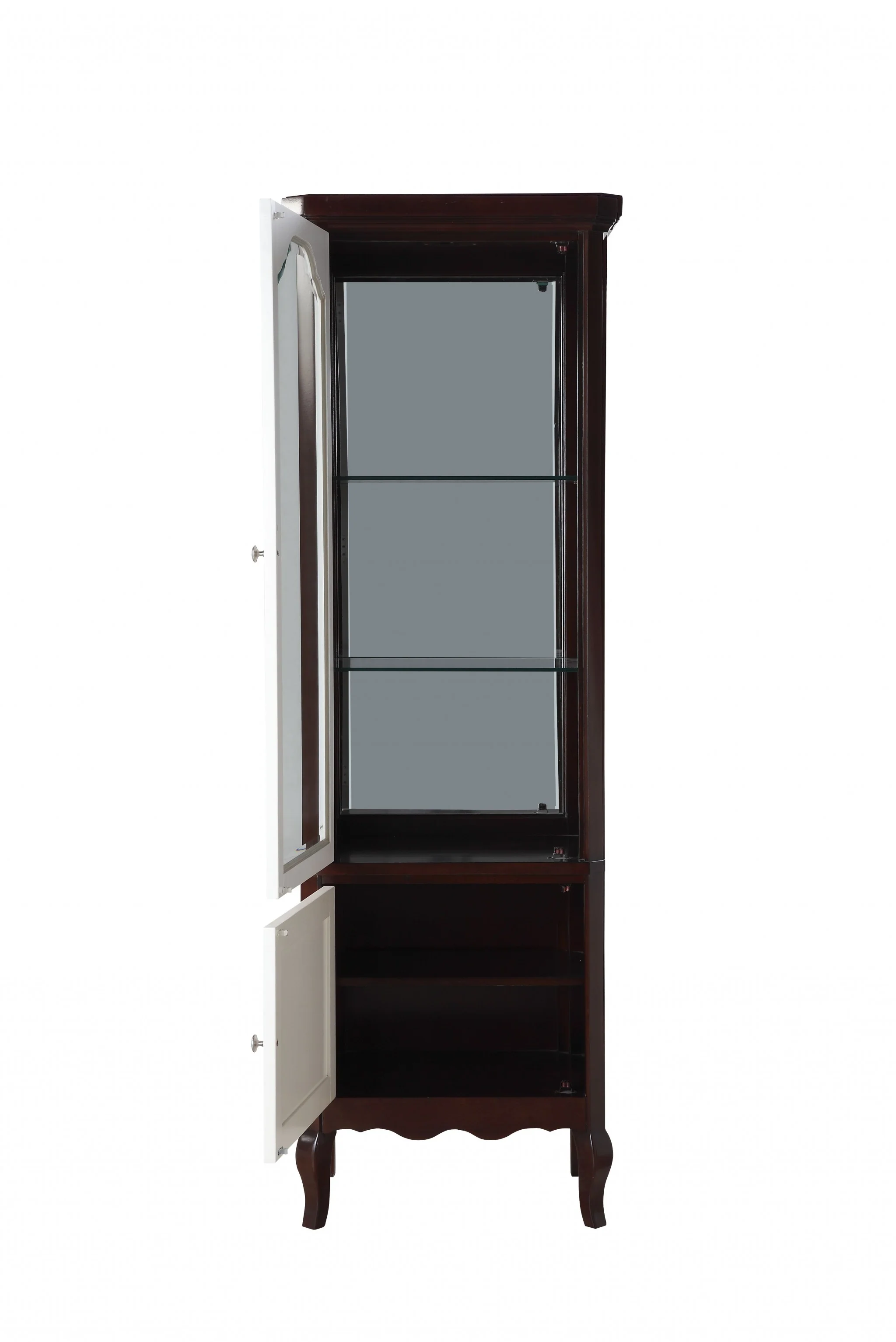 Walnut White Wood Curio Cabinet By Homeroots - 347484 - Image 3