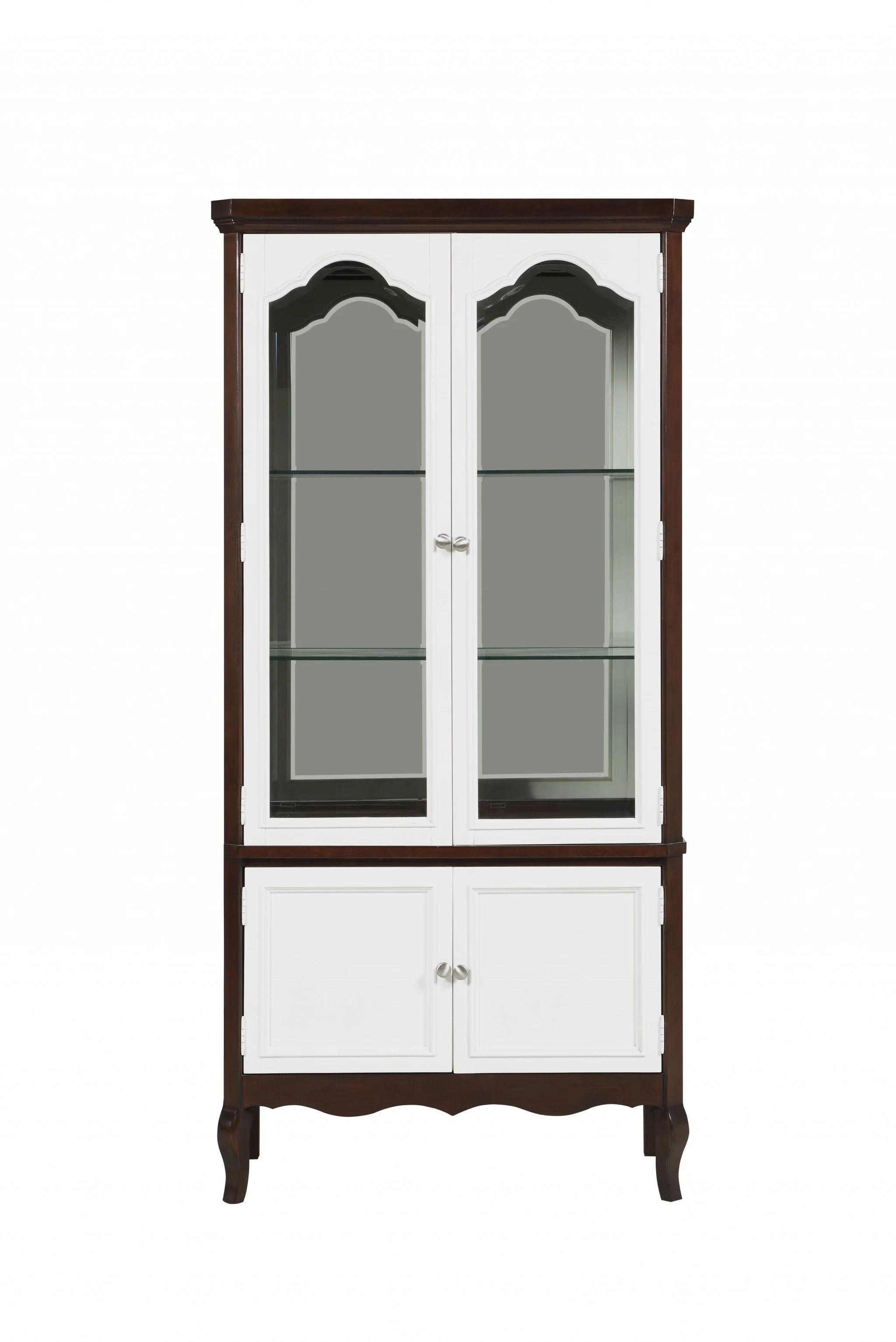 Walnut White Wood Curio Cabinet By Homeroots - 347485 - Image 2