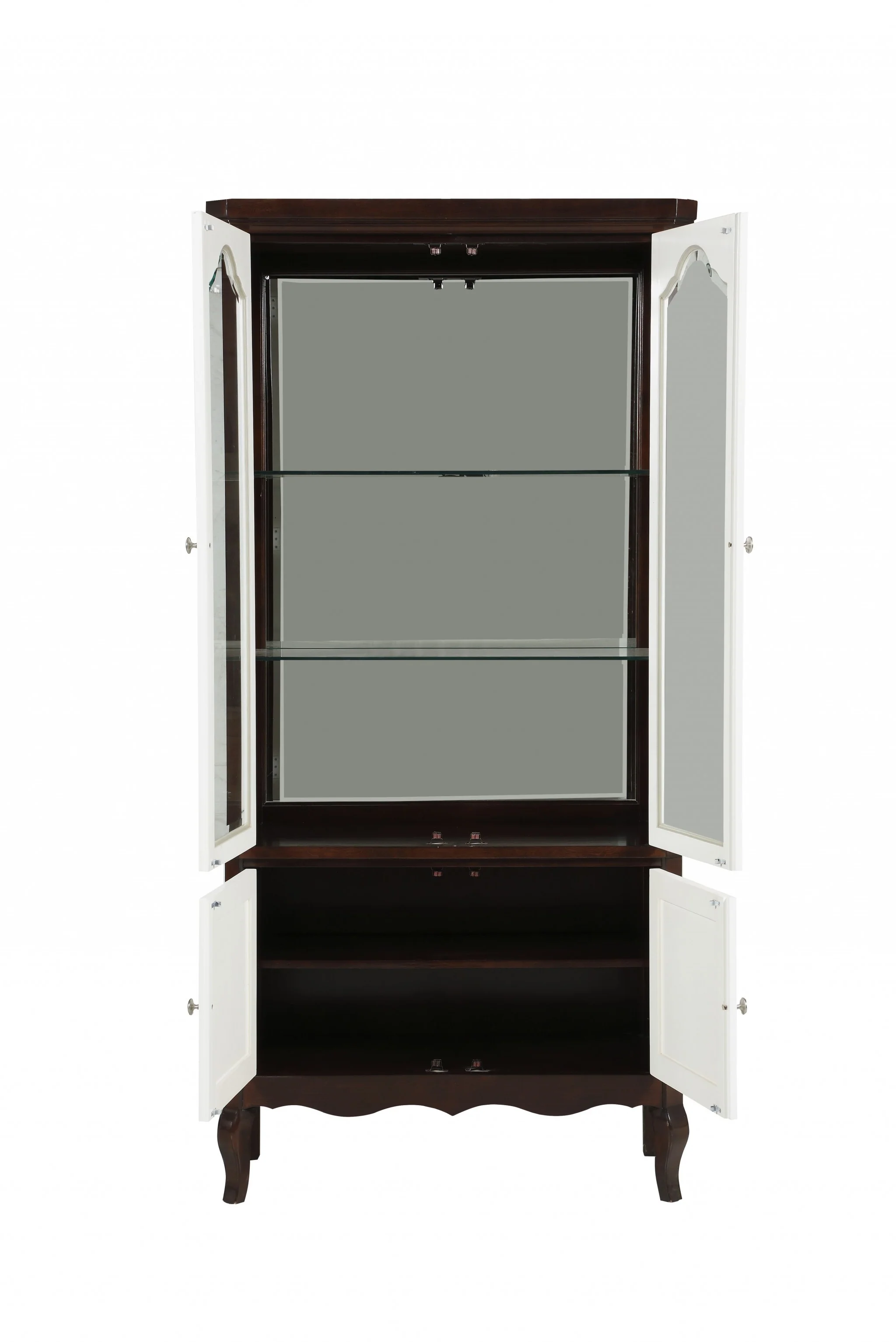Walnut White Wood Curio Cabinet By Homeroots - 347485 - Image 3
