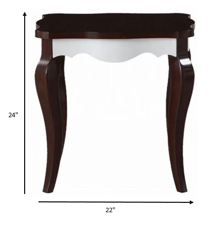 Walnut White Wood End Table By Homeroots - Image 4