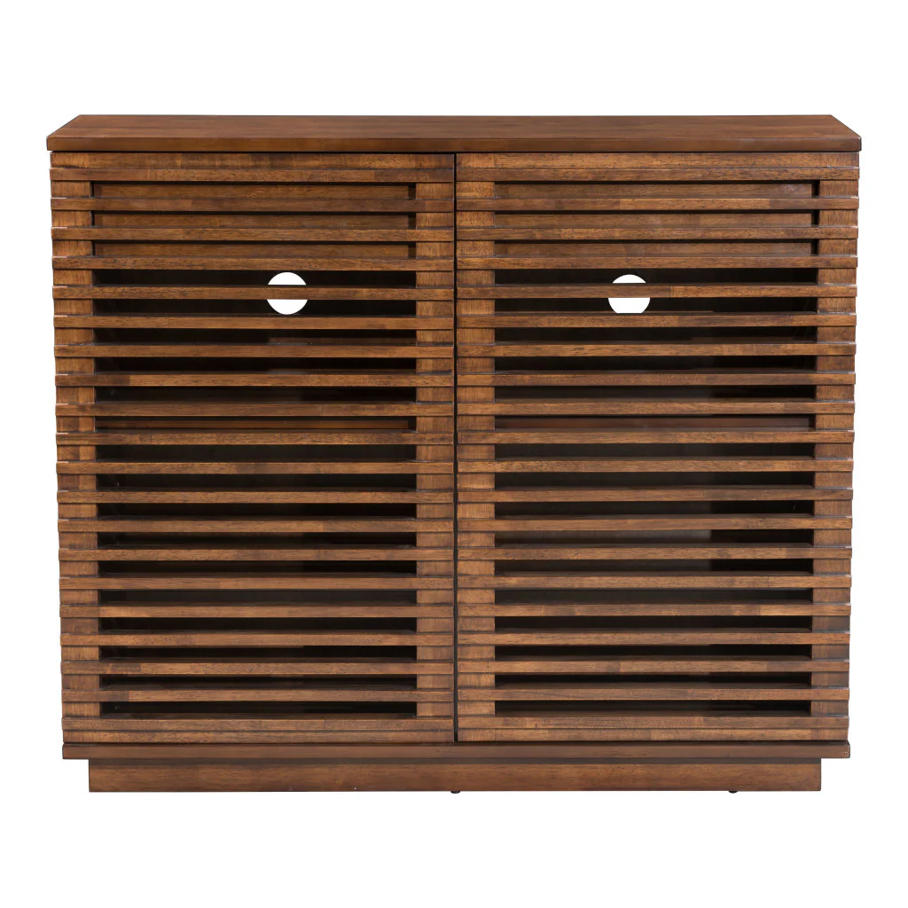 Walnut Wood Accent Cabinet With Three Shelves And Two Drawers By Homeroots - Image 2
