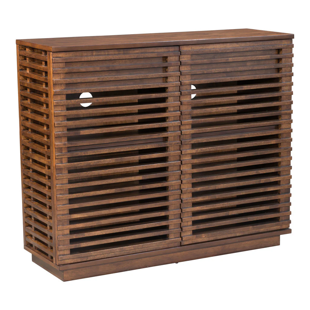 Walnut Wood Accent Cabinet With Three Shelves And Two Drawers By Homeroots - Image 3