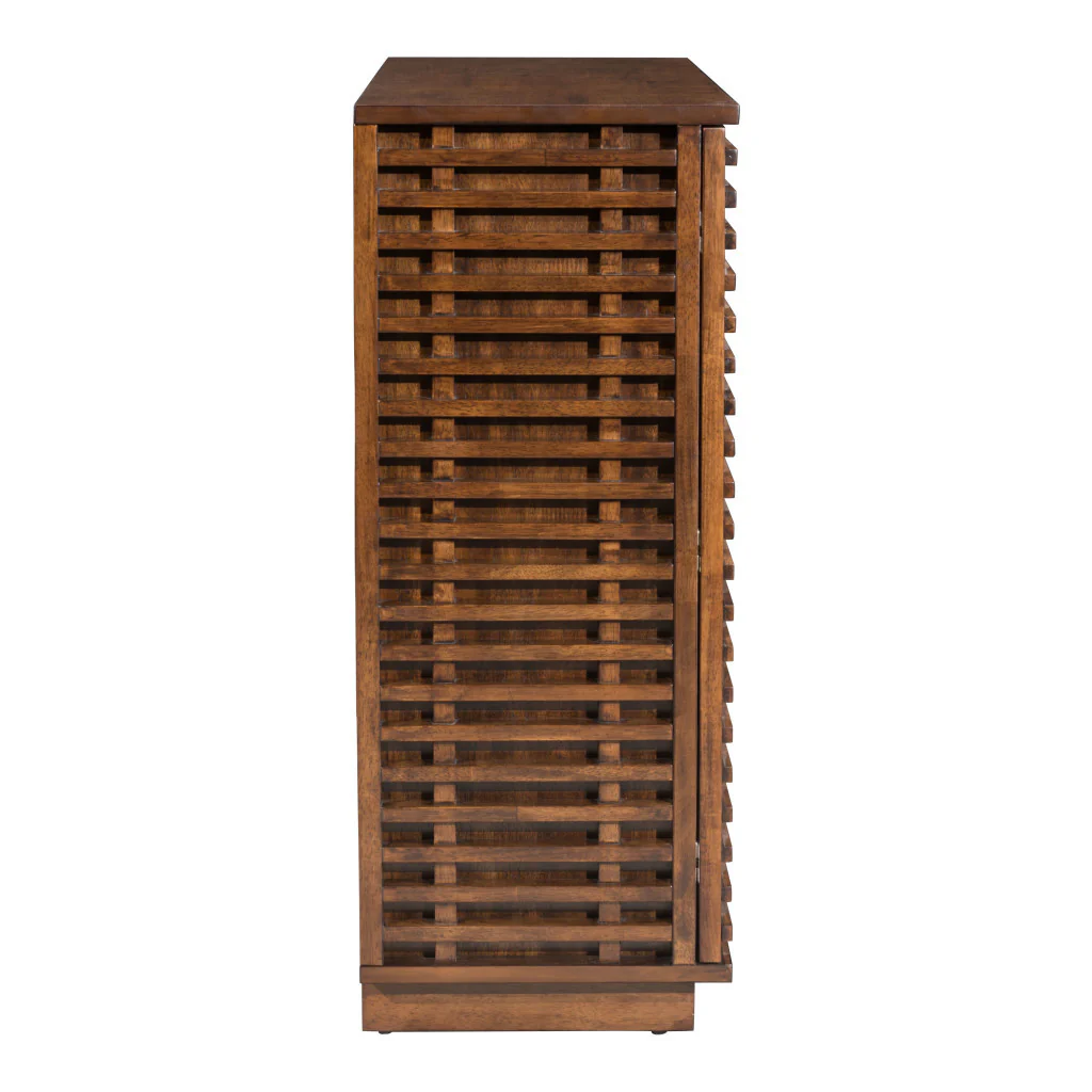 Walnut Wood Accent Cabinet With Three Shelves And Two Drawers By Homeroots - Image 4