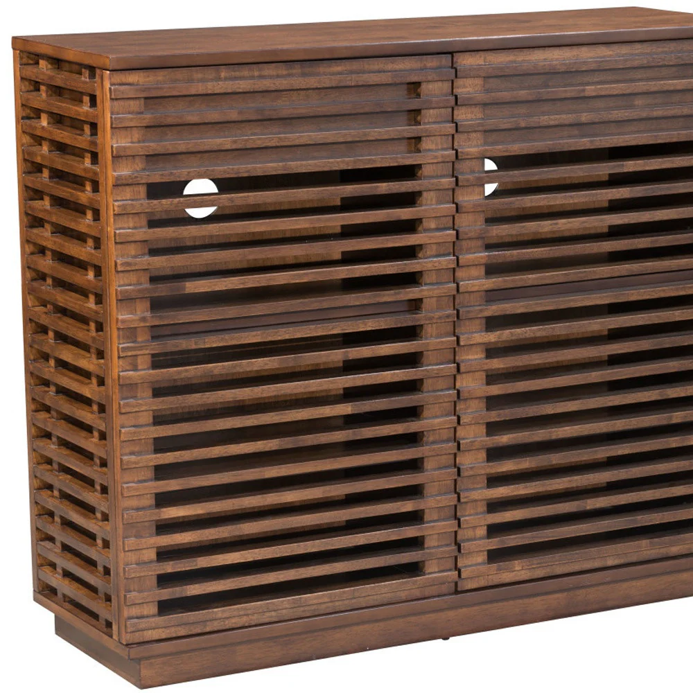Walnut Wood Accent Cabinet With Three Shelves And Two Drawers By Homeroots - Image 5