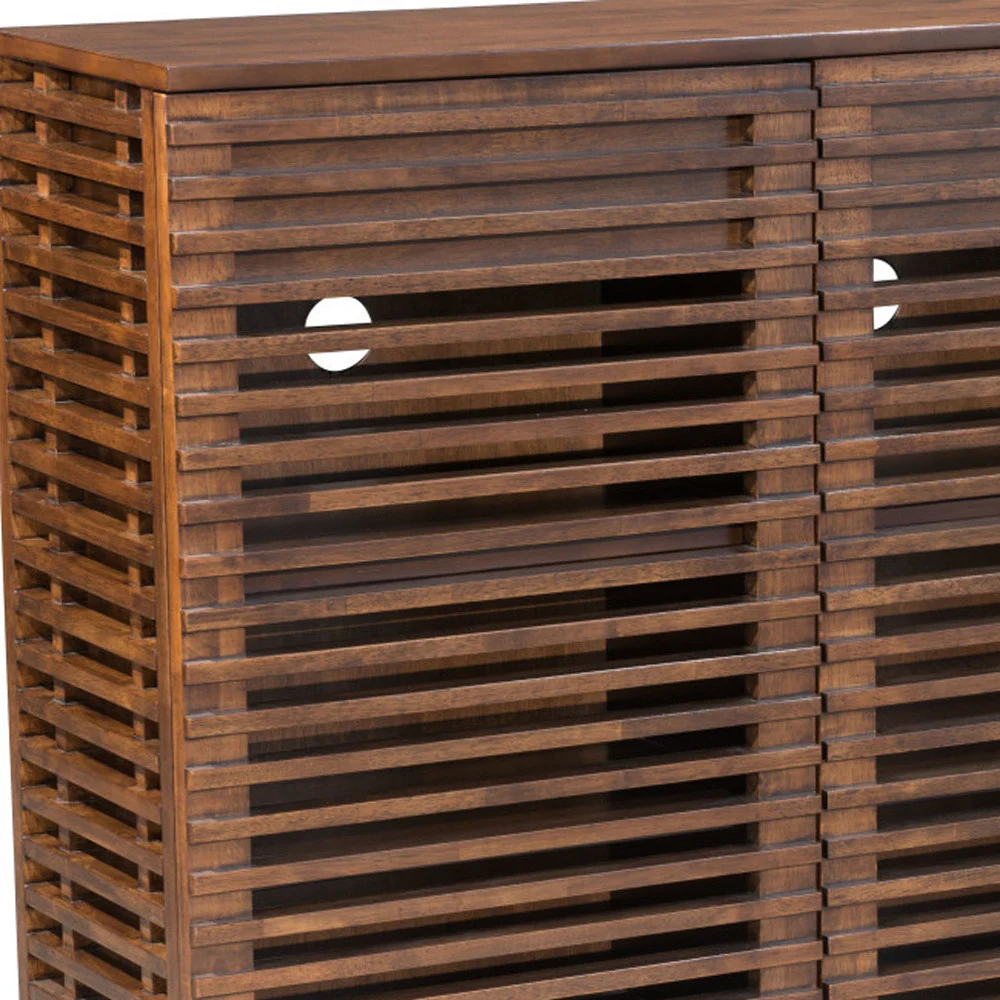 Walnut Wood Accent Cabinet With Three Shelves And Two Drawers By Homeroots - Image 6
