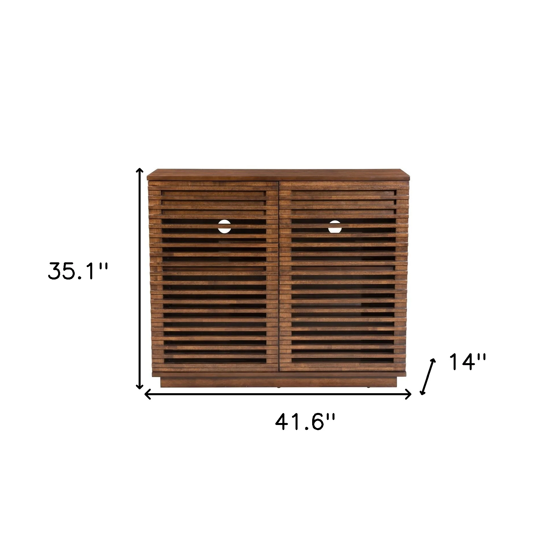 Walnut Wood Accent Cabinet With Three Shelves And Two Drawers By Homeroots - Image 7