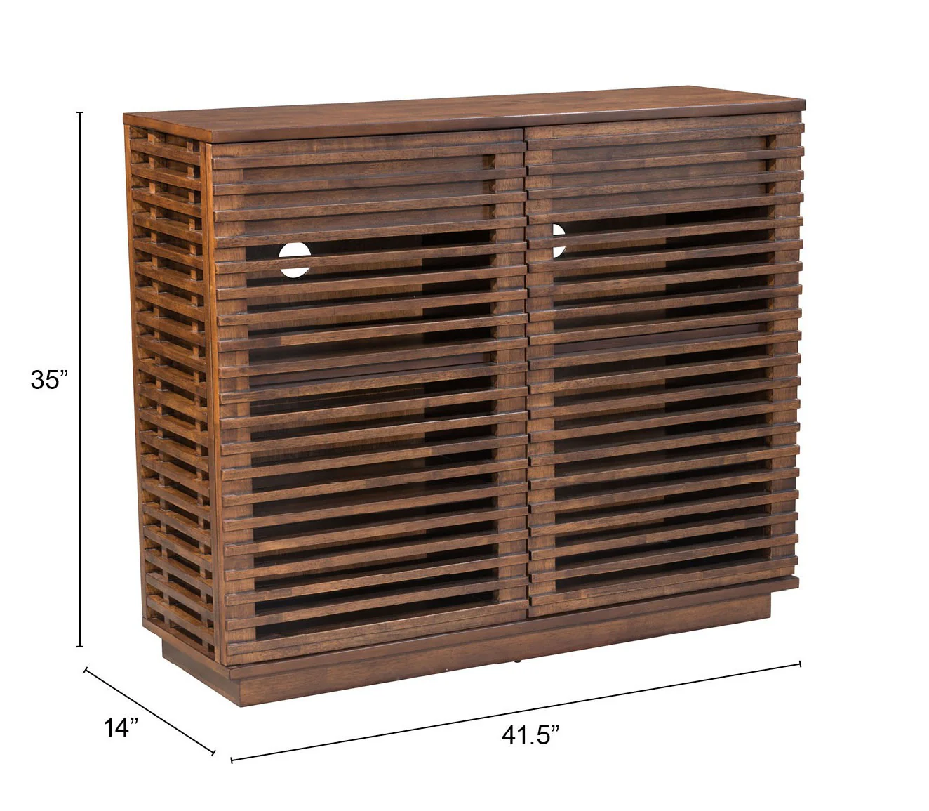 Walnut Wood Accent Cabinet With Three Shelves And Two Drawers By Homeroots - Image 8