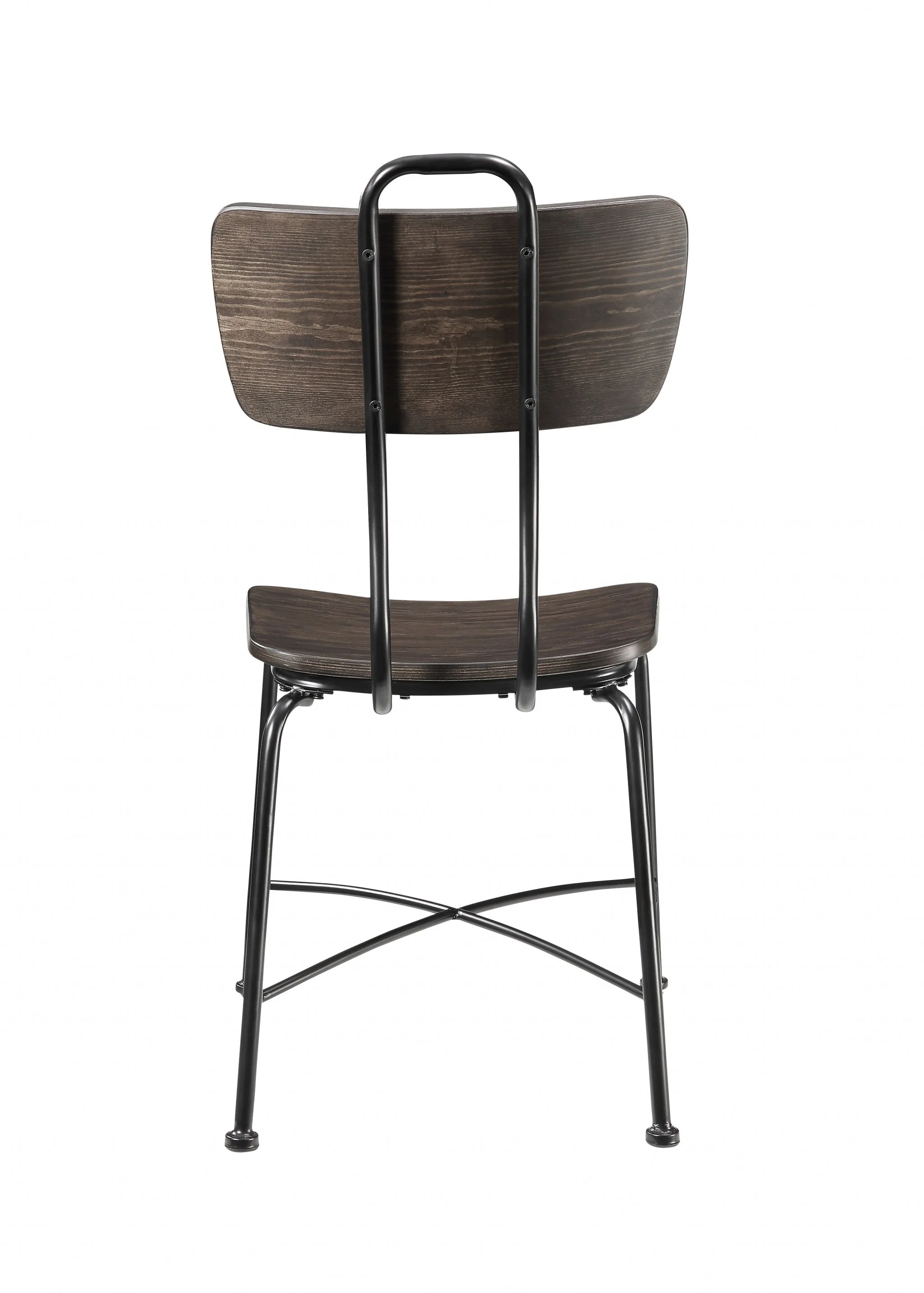Walnut Wood And Black Metal Base Side Chair Set Of 2 By Homeroots - Image 2