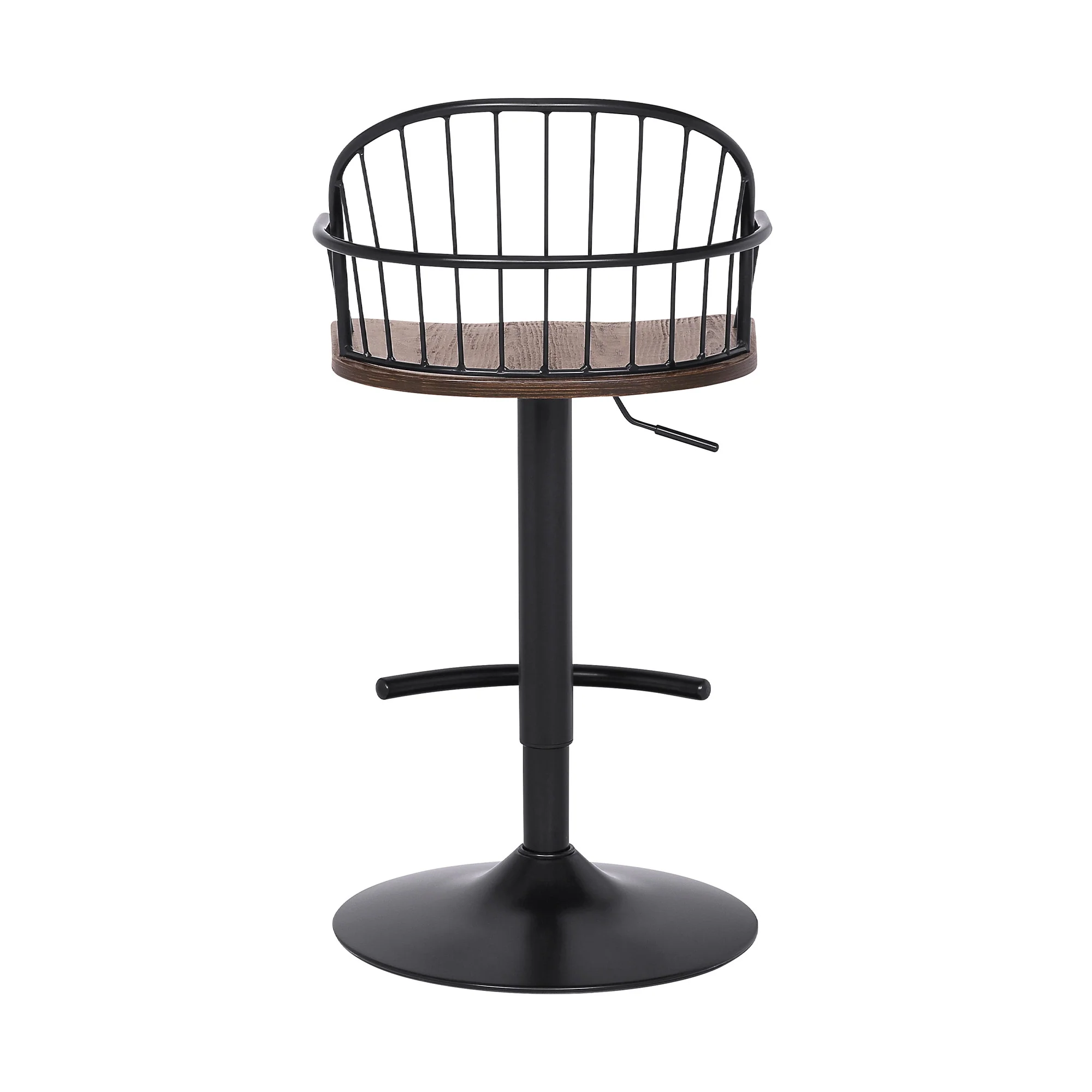 Walnut Wood and Metal Adjustable Curve Back Bar Stool By Homeroots - Image 6