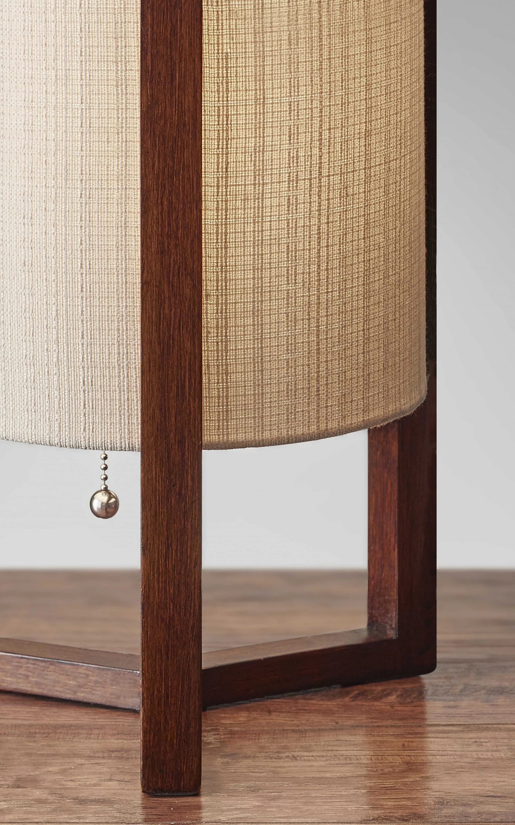Walnut Wood Finish Cylindrical Linen Shade Table Lamp By Homeroots - Image 2