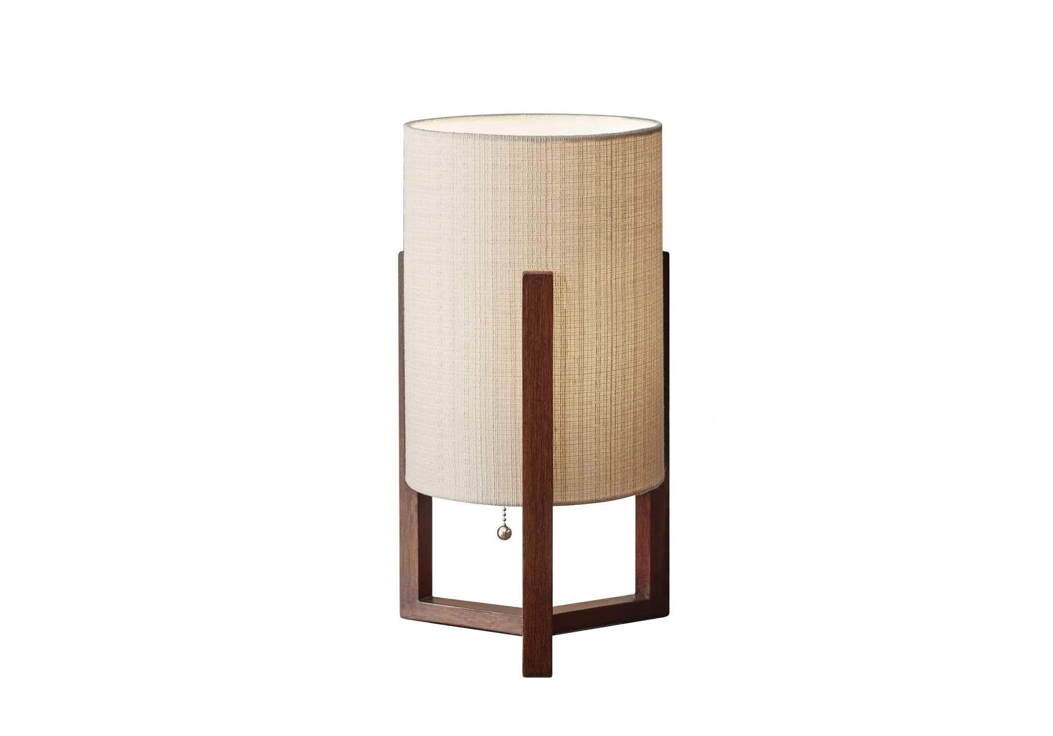 Walnut Wood Finish Cylindrical Linen Shade Table Lamp By Homeroots - Image 3