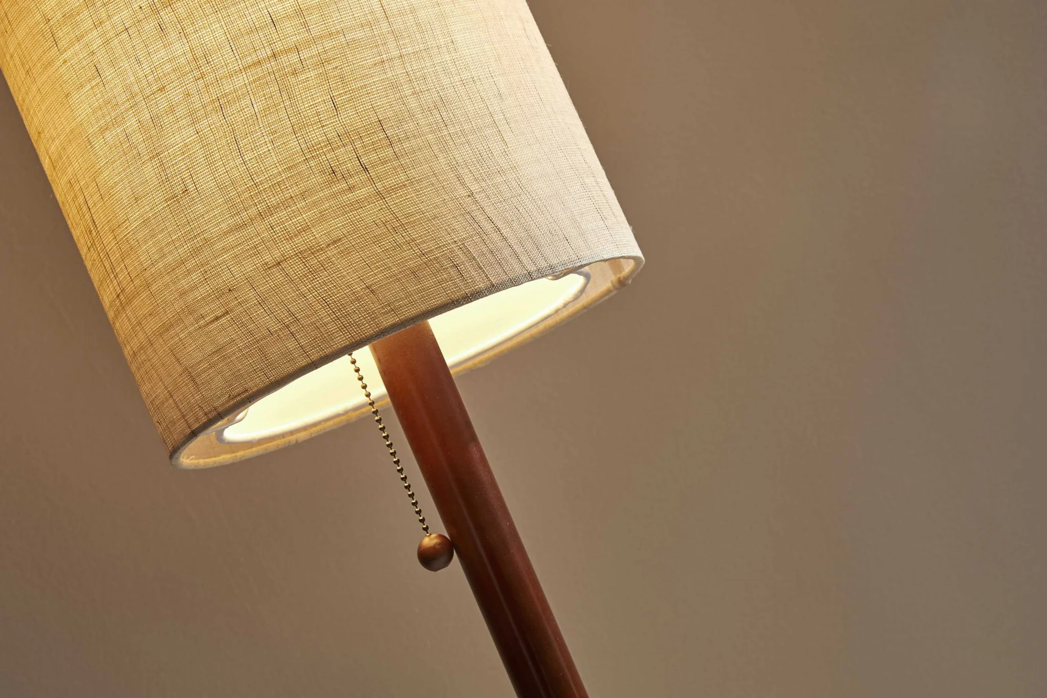 Walnut Wood Finish Floor Lamp with Slim Cylindrical Shade By Homeroots - Image 2