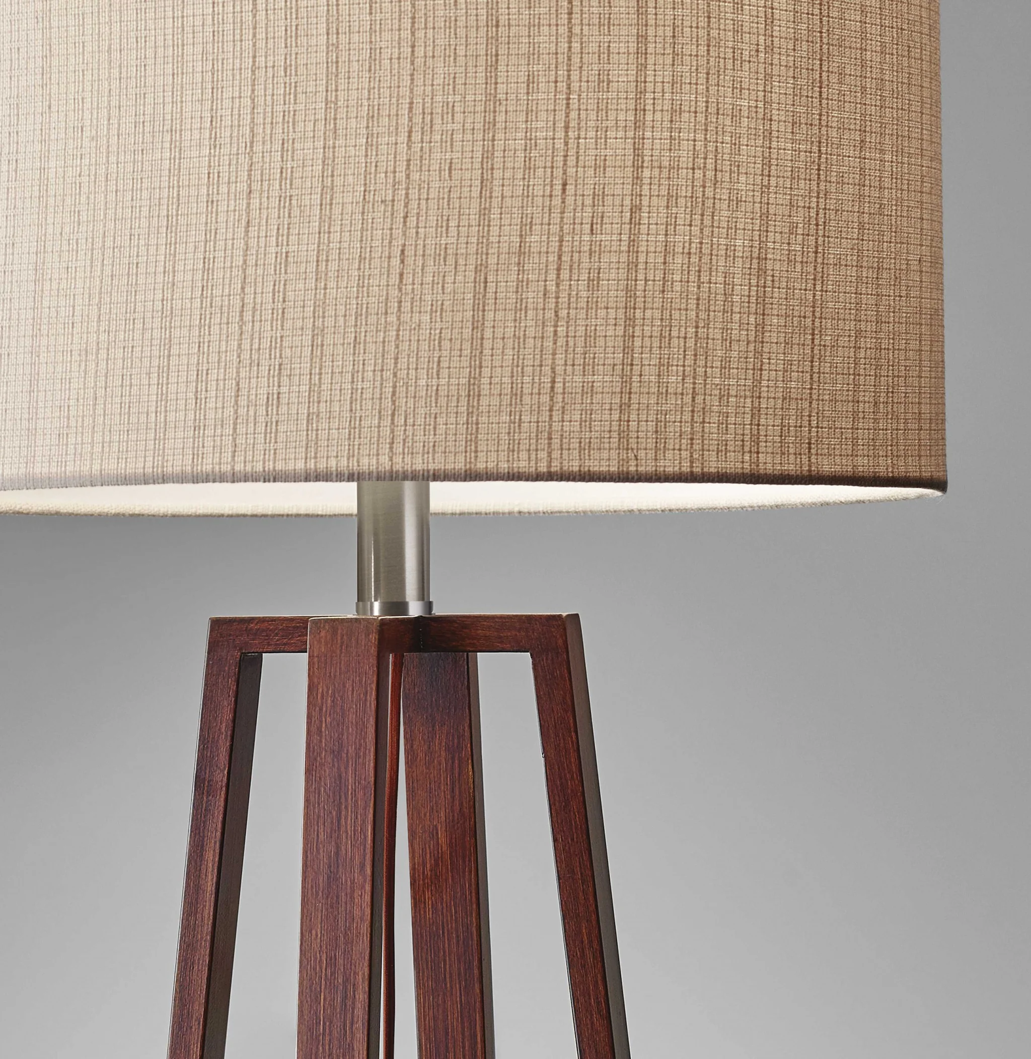 Walnut Wood Finish Linen Fabric Shade Table Lamp By Homeroots - Image 2