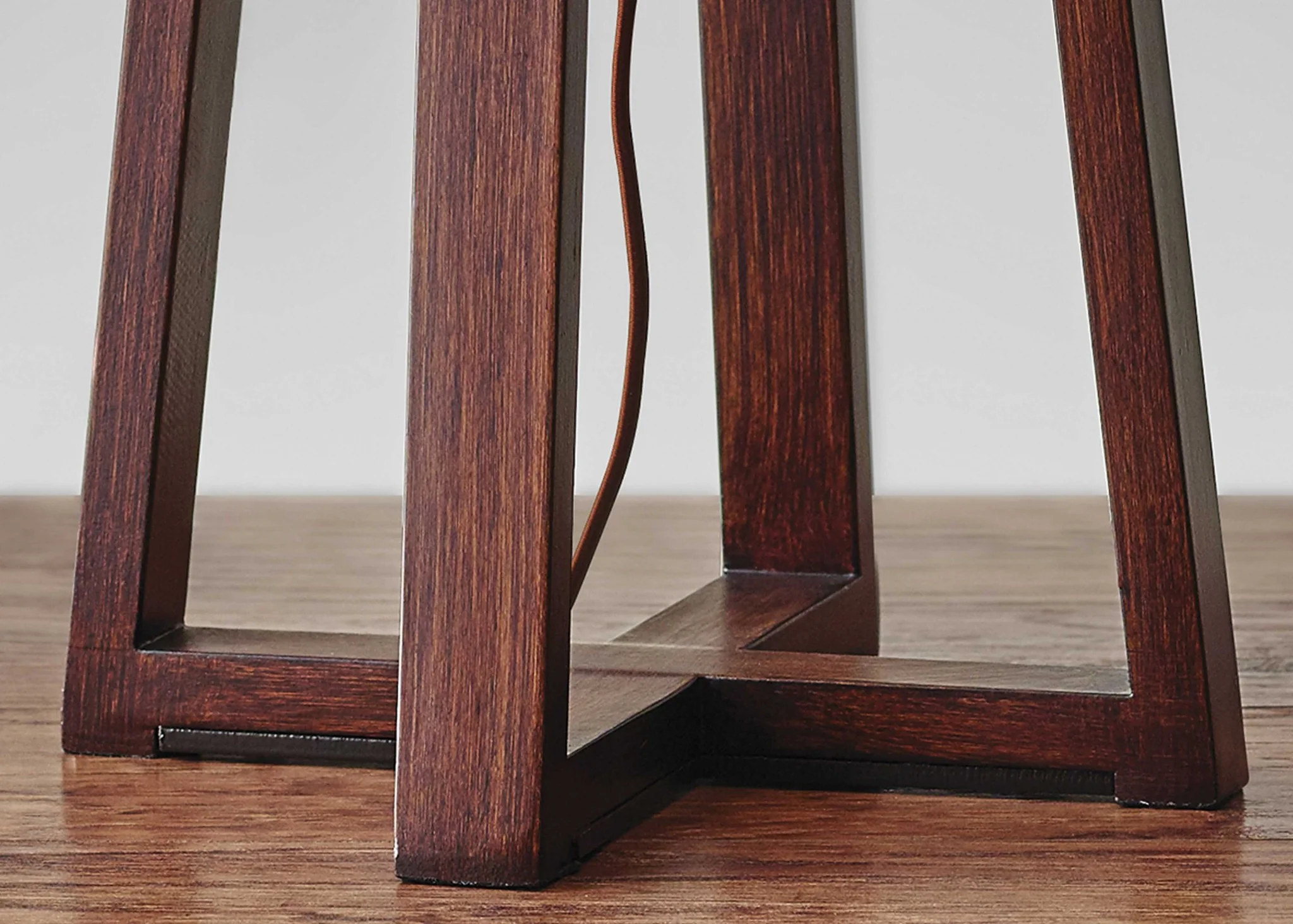 Walnut Wood Finish Linen Fabric Shade Table Lamp By Homeroots - Image 3