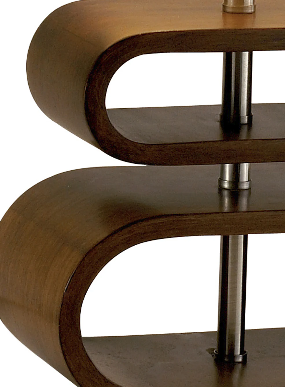 Walnut Wood Finish Stacked Bentwood Ovals with Natural Fabric Oval Shade Table Lamp By Homeroots - Image 2