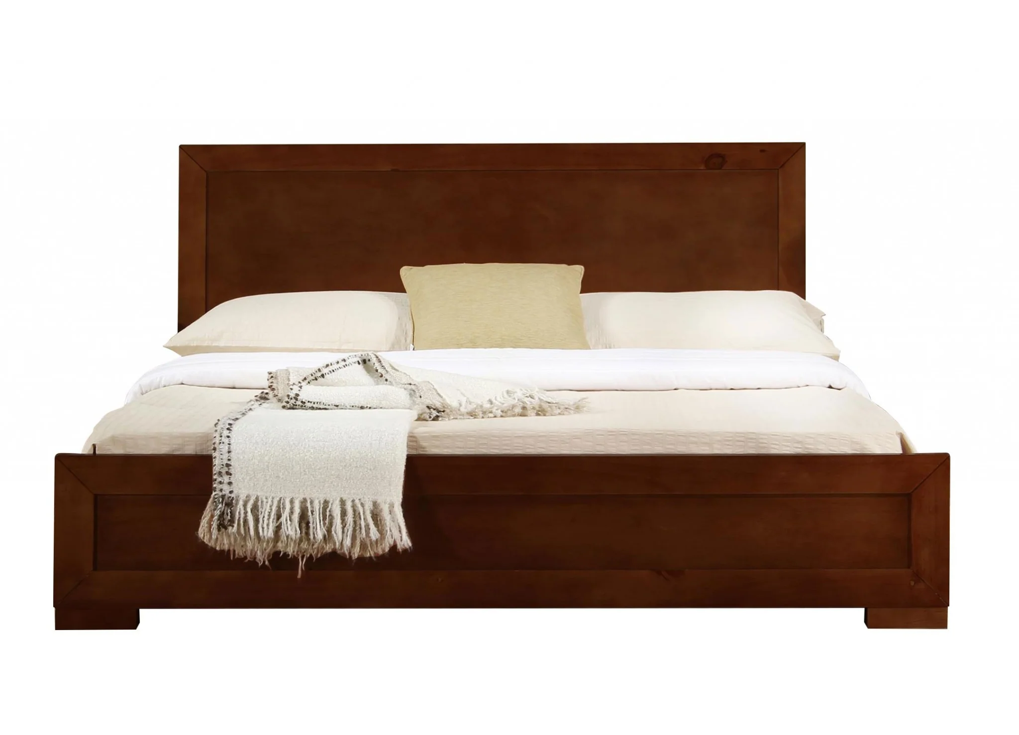 Walnut Wood King Platform Bed By Homeroots - 397106 - Image 2