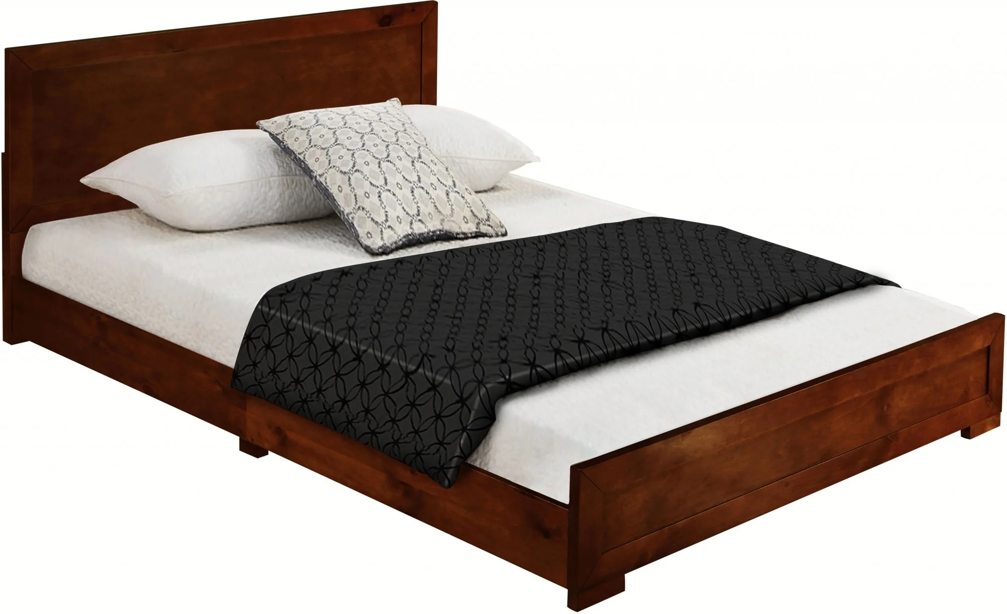 Walnut Wood King Platform Bed By Homeroots - 397106 - Image 3