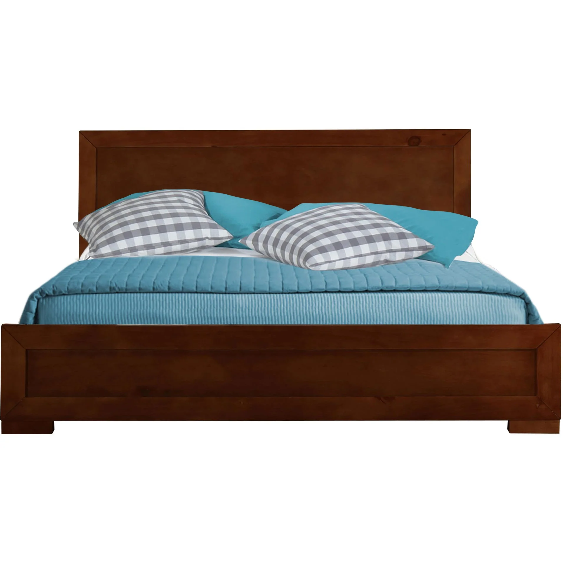 Walnut Wood Twin Platform Bed By Homeroots - 397079 - Image 2
