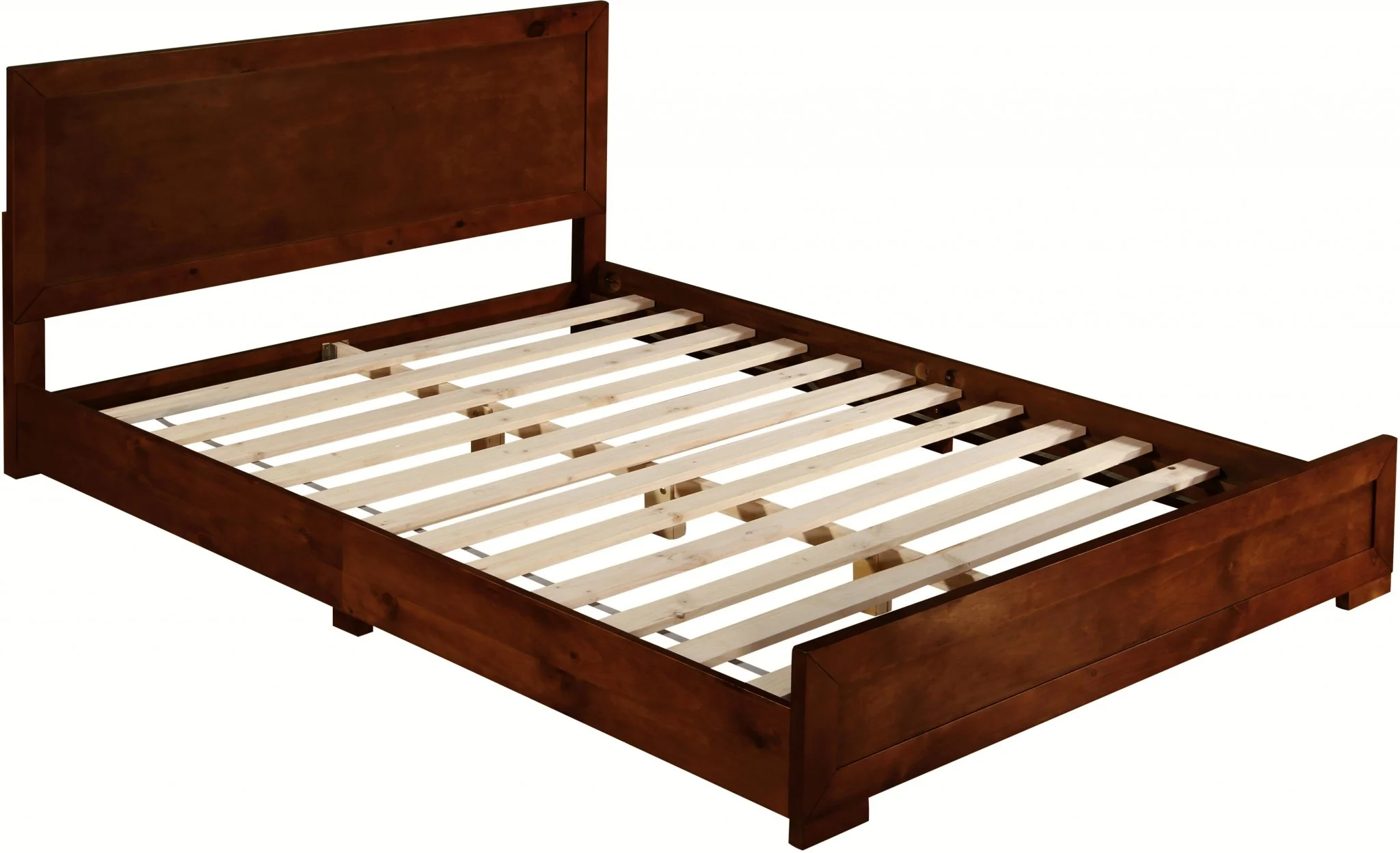 Walnut Wood Twin Platform Bed By Homeroots - 397079 - Image 3
