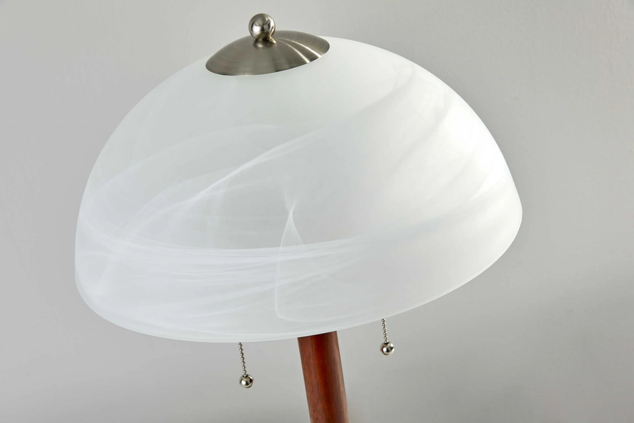 Walnut Wood with Milky Frosted Glass Dome Shade Table Lamp By Homeroots - Image 2
