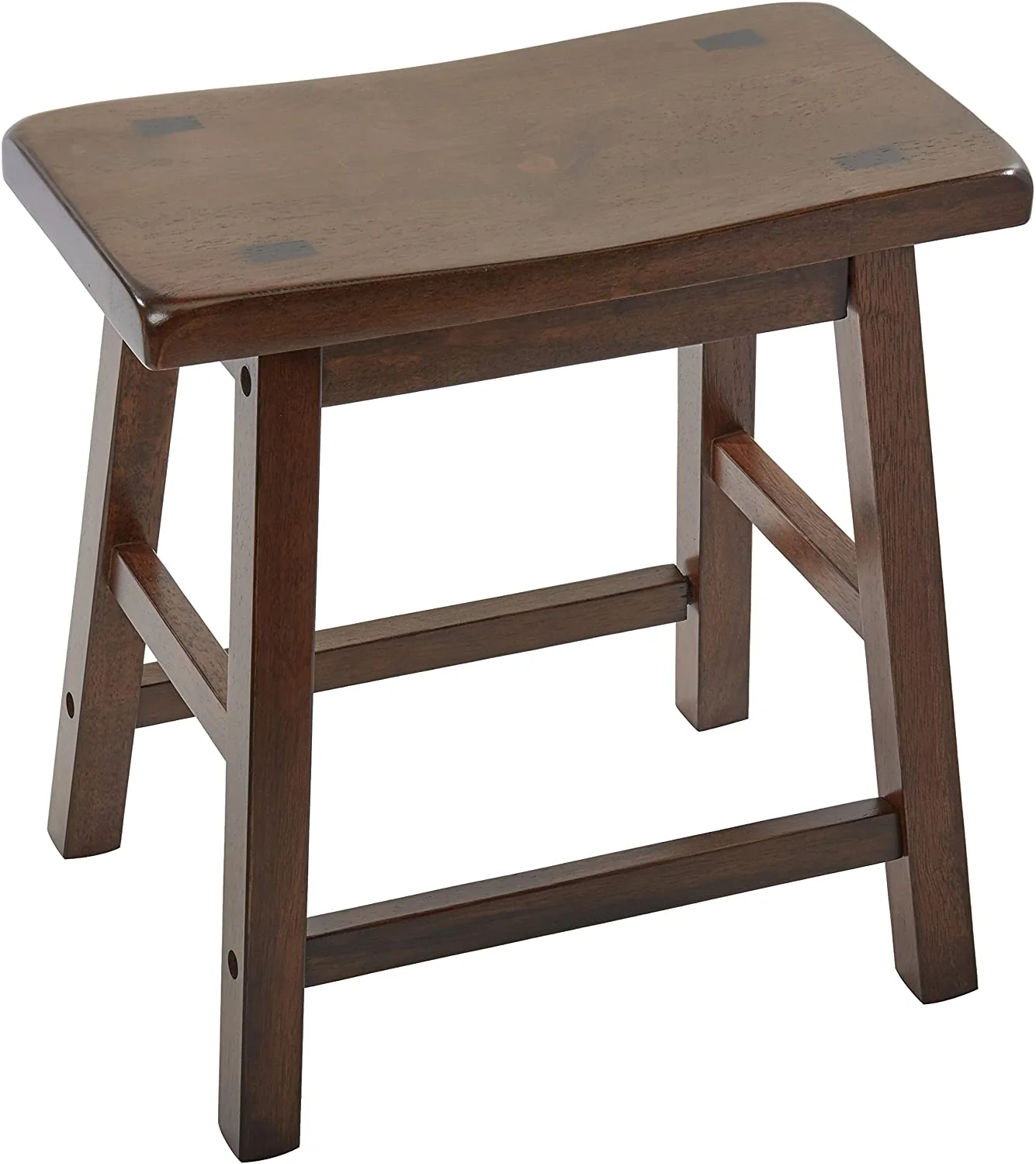 Walnut Wooden Set Of 2 Stool By Homeroots - Image 2