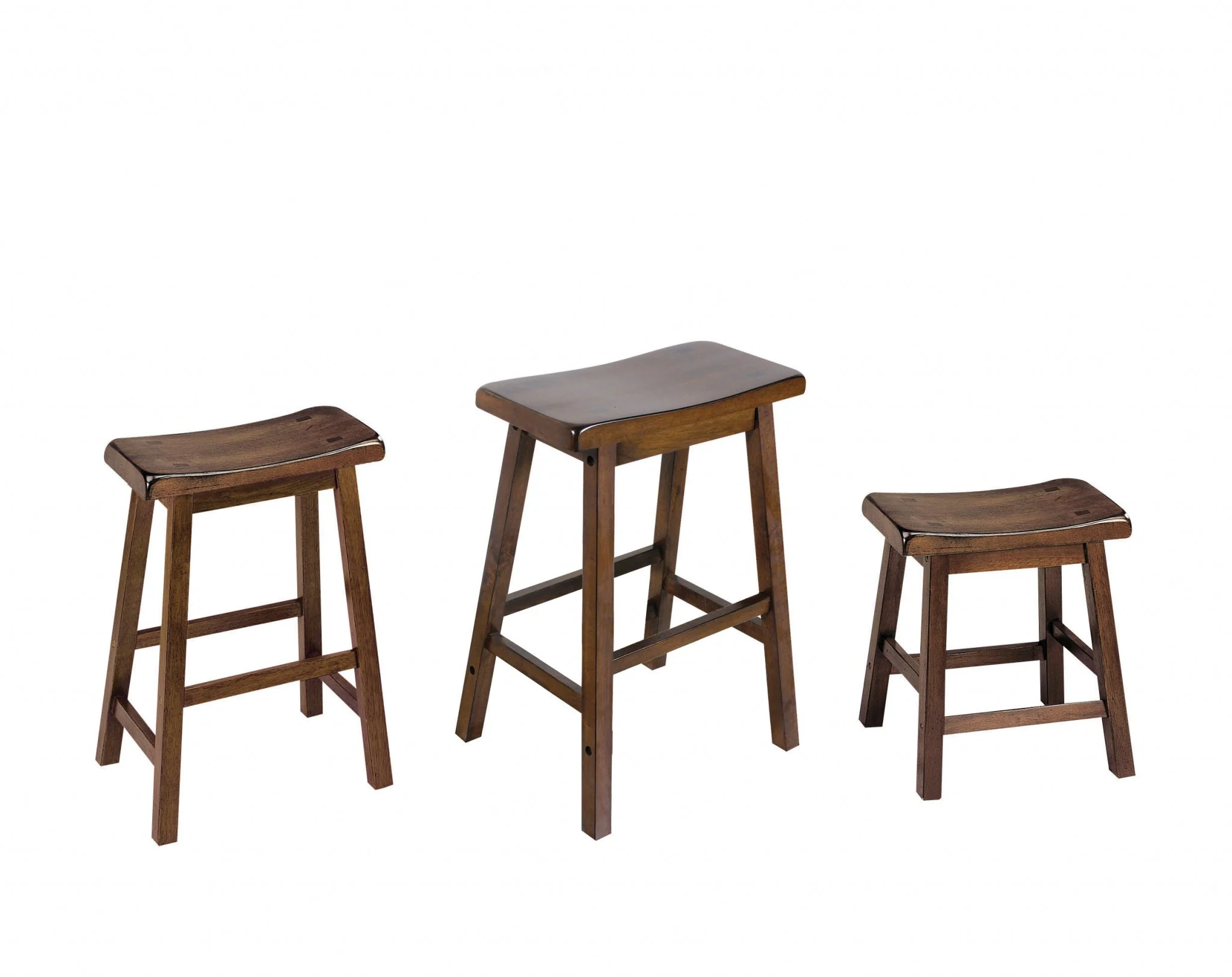 Walnut Wooden Set Of 2 Stool By Homeroots - Image 4