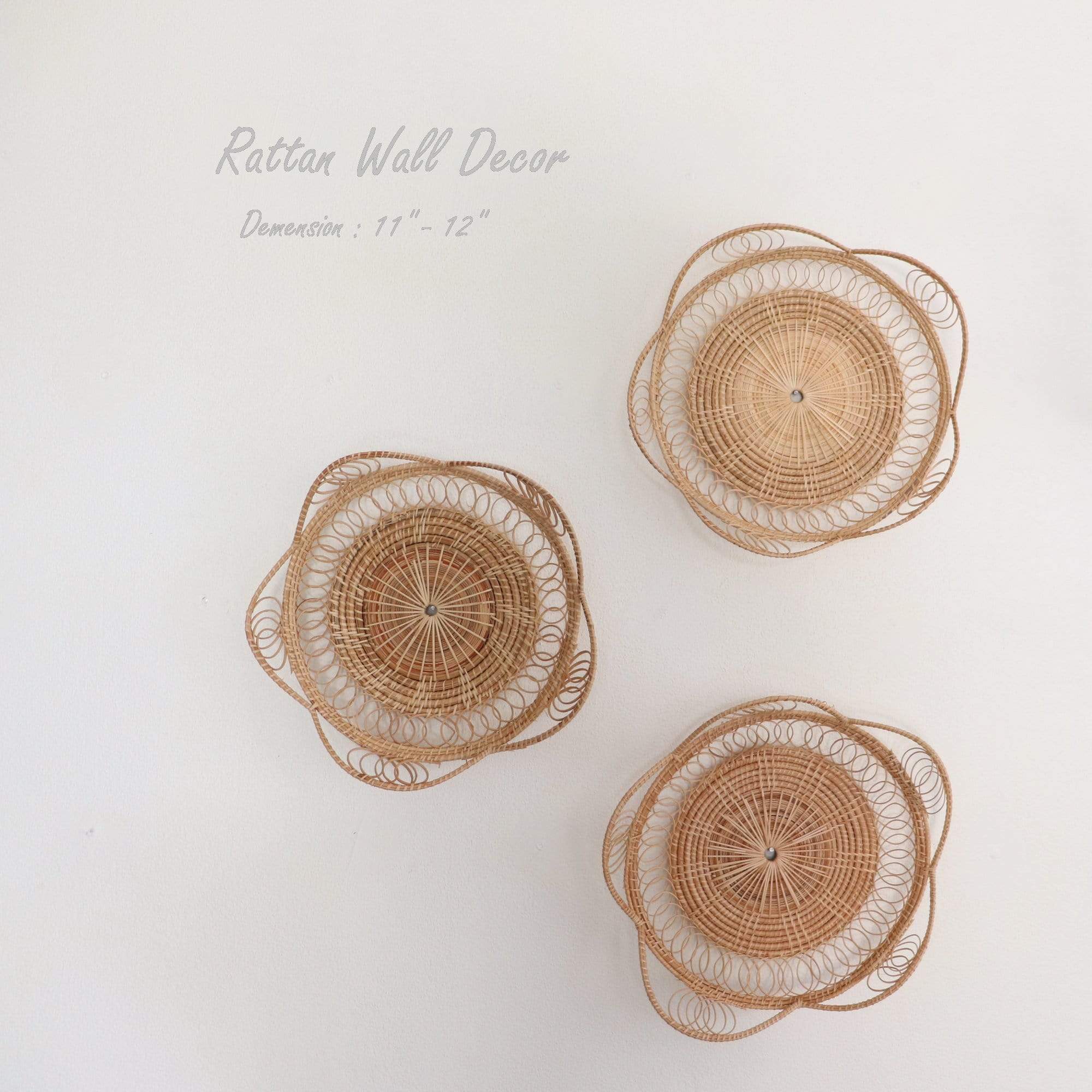Wan Jai - Rattan Wall Hanging Decor (Set Of 3) By Thaihome - Image 3